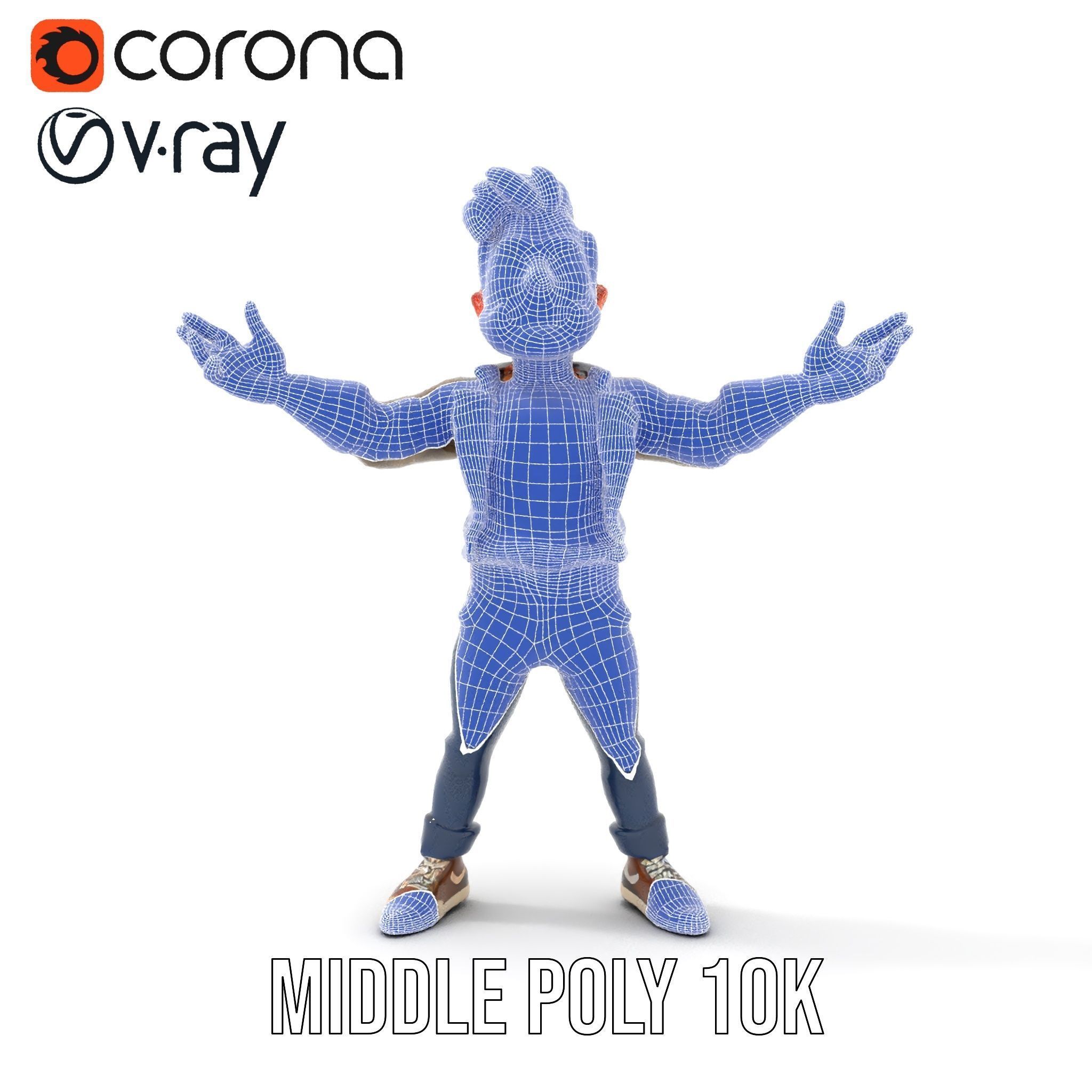 Casual Bearded Man Character  Rigged and Animated Low-poly 3D model_26