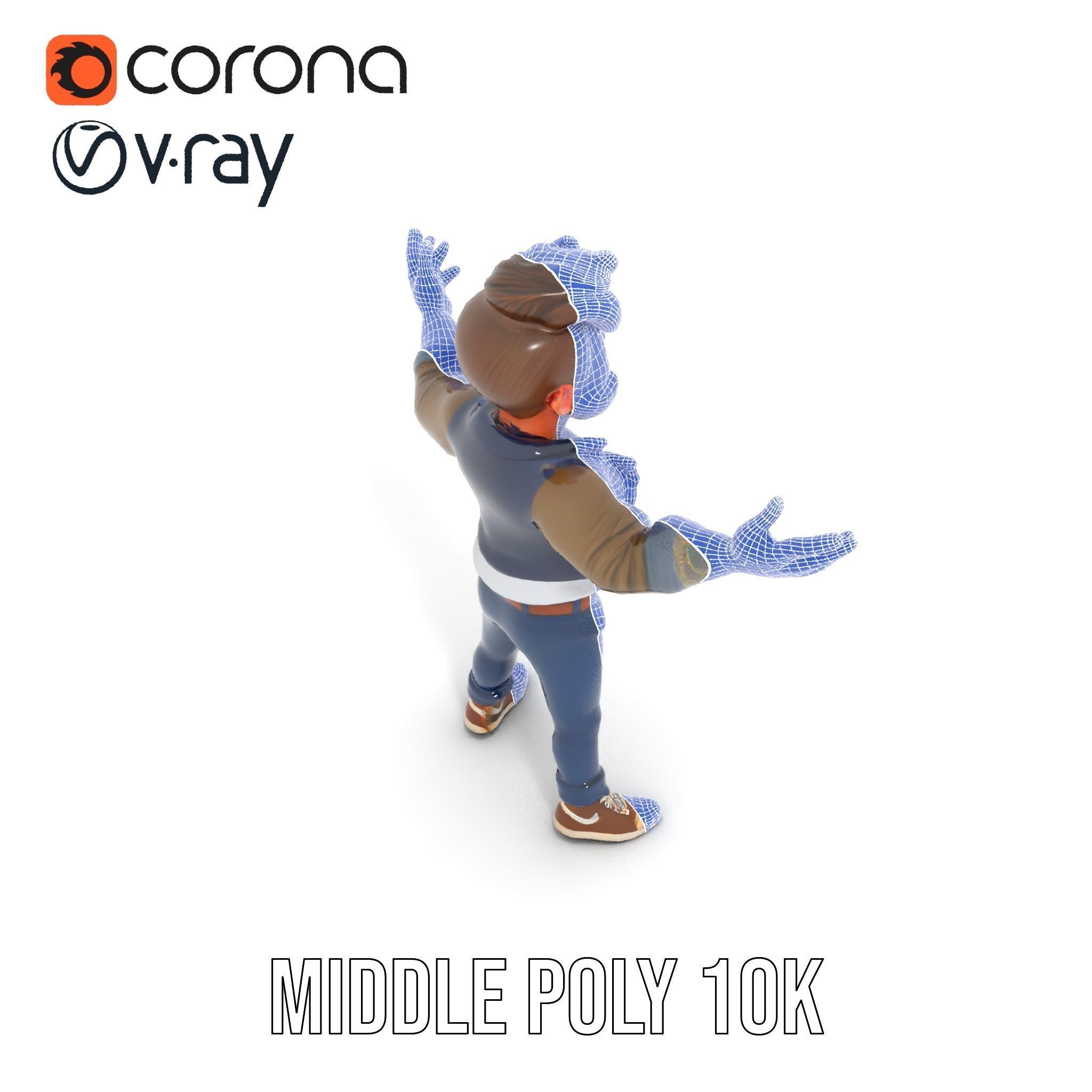 Casual Bearded Man Character  Rigged and Animated Low-poly 3D model_29