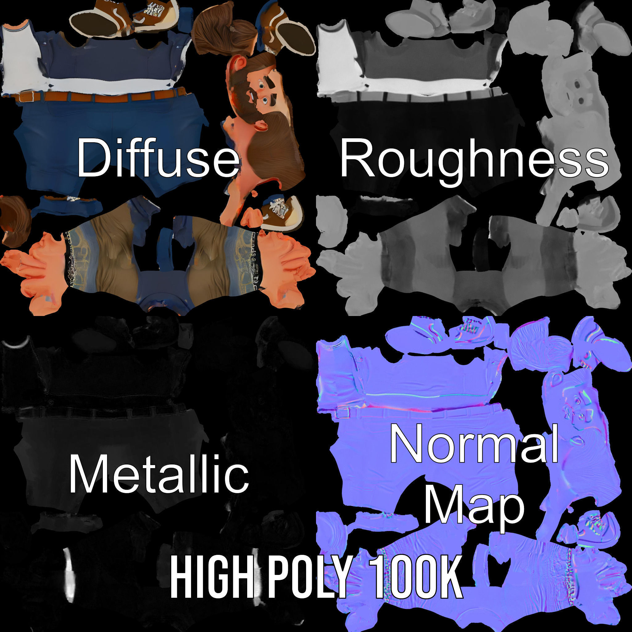 Casual Bearded Man Character  Rigged and Animated Low-poly 3D model_3