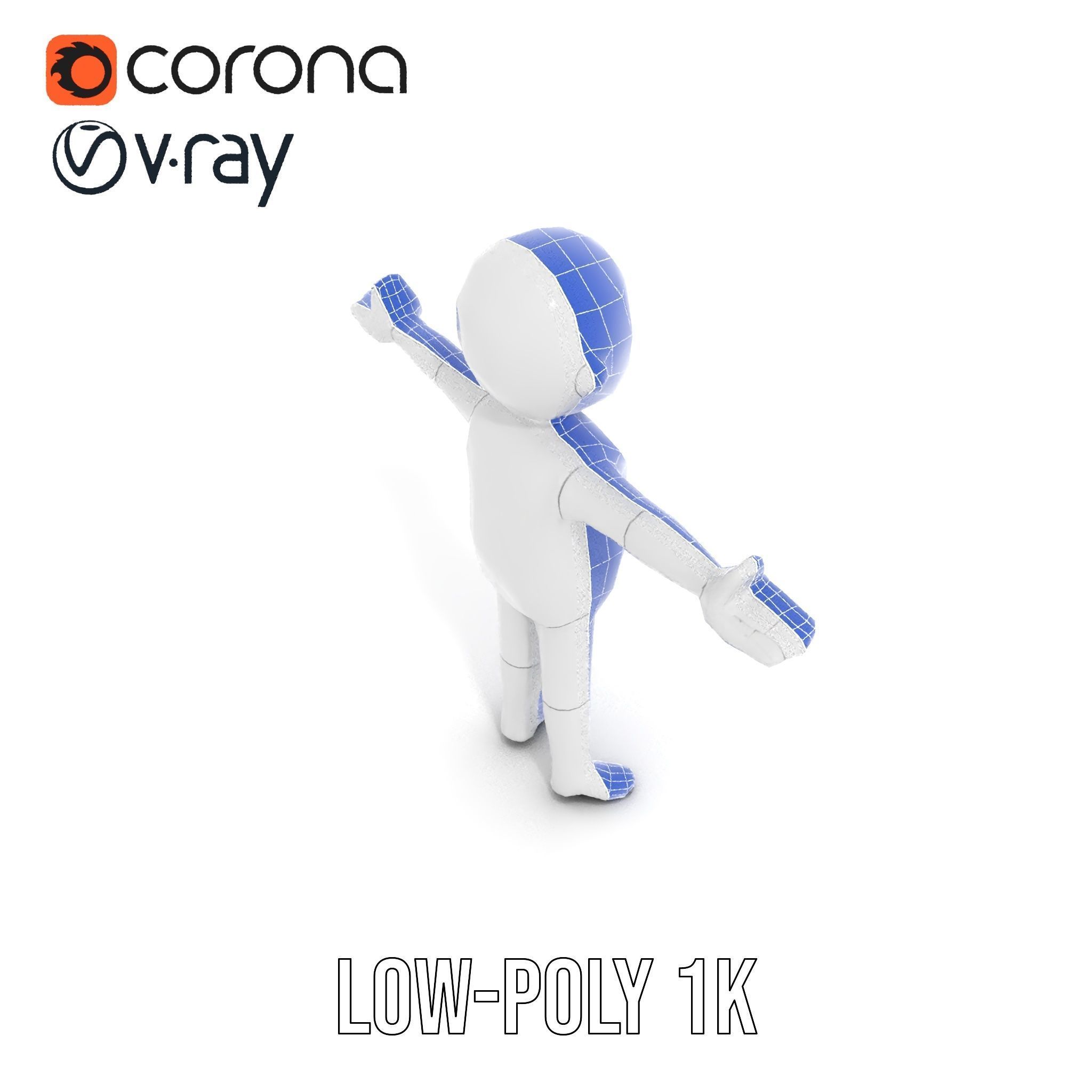 Minimalist Character Rigged and Animated Model for Games and VR Low-poly 3D model_8