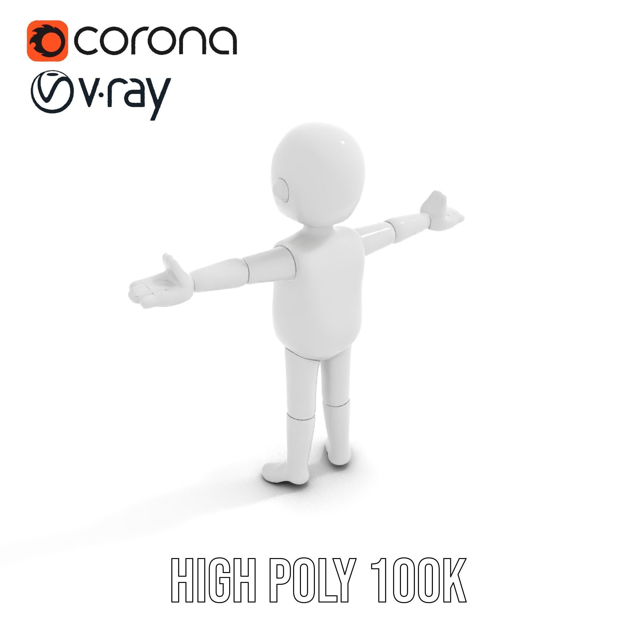 Minimalist Character Rigged and Animated Model for Games and VR Low-poly 3D model_11