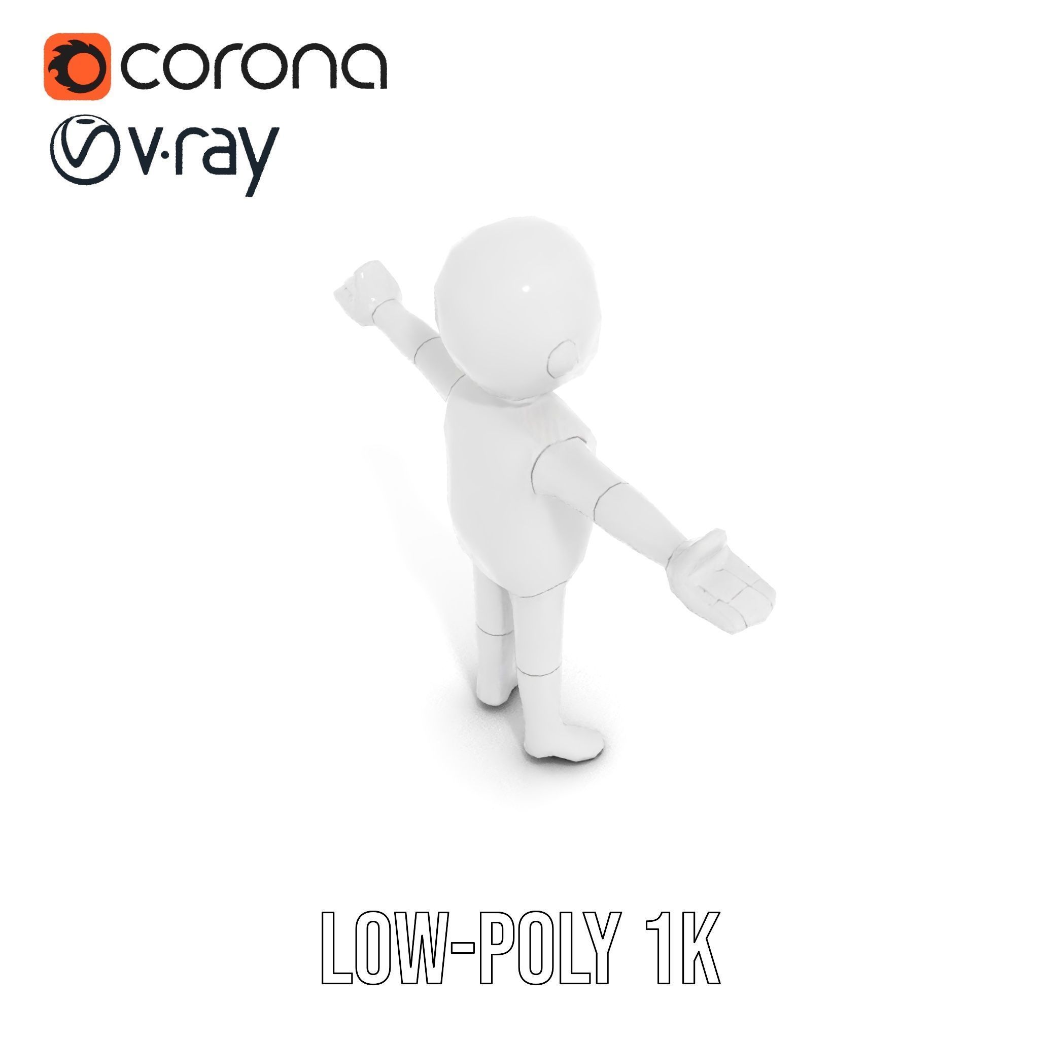 Minimalist Character Rigged and Animated Model for Games and VR Low-poly 3D model_19