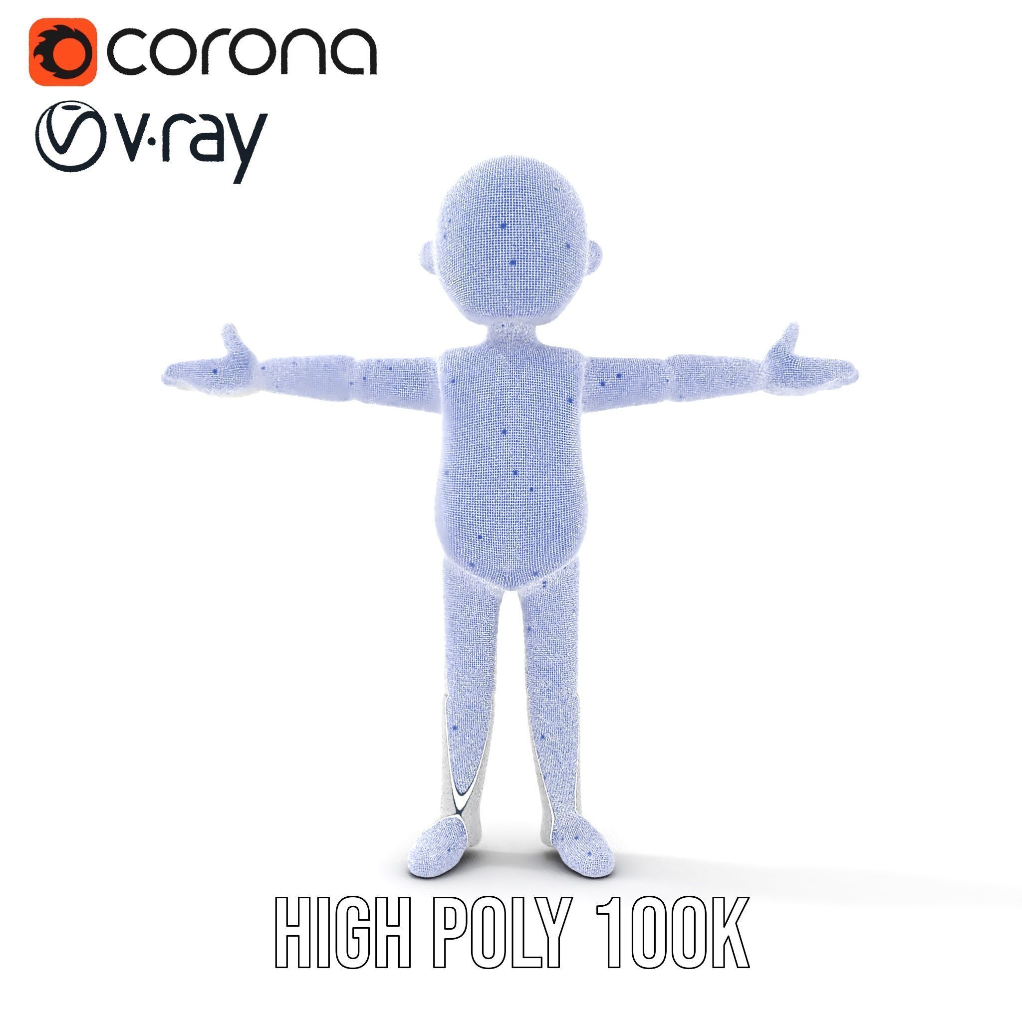 Minimalist Character Rigged and Animated Model for Games and VR Low-poly 3D model_35