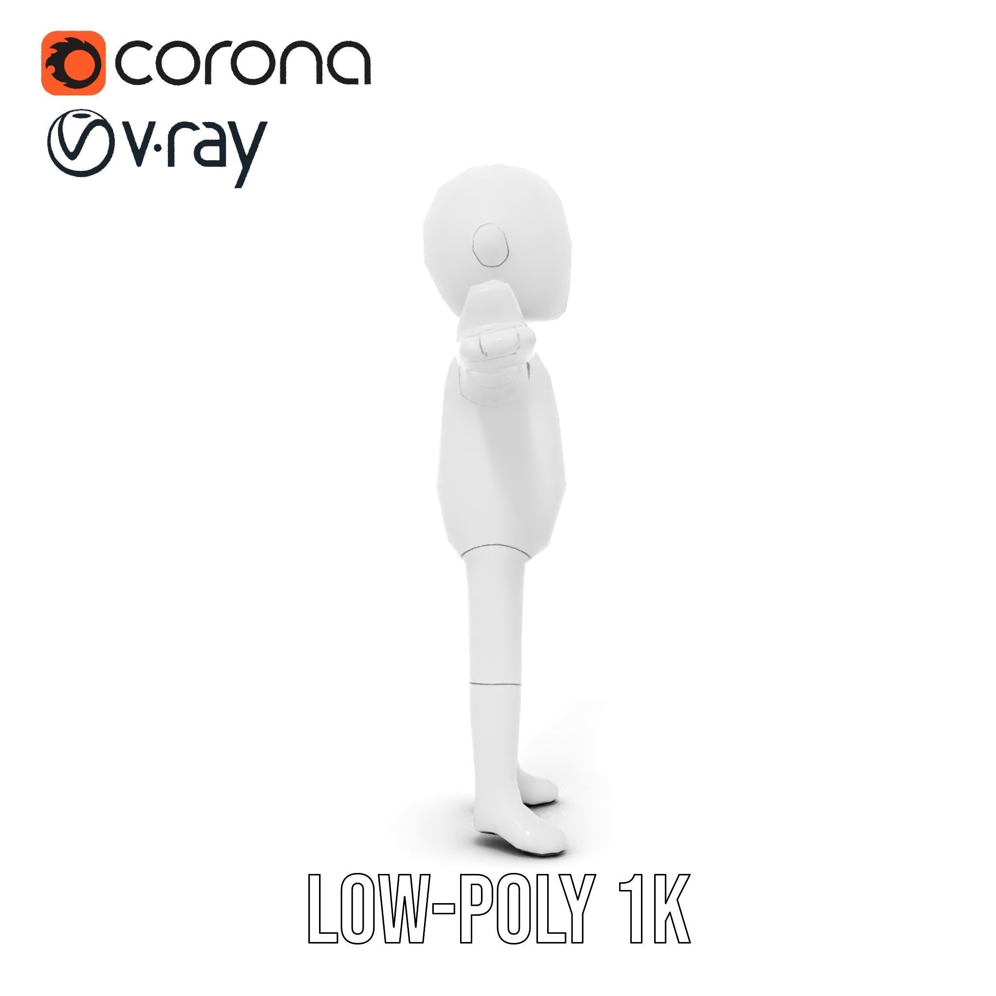 Minimalist Character Rigged and Animated Model for Games and VR Low-poly 3D model_25