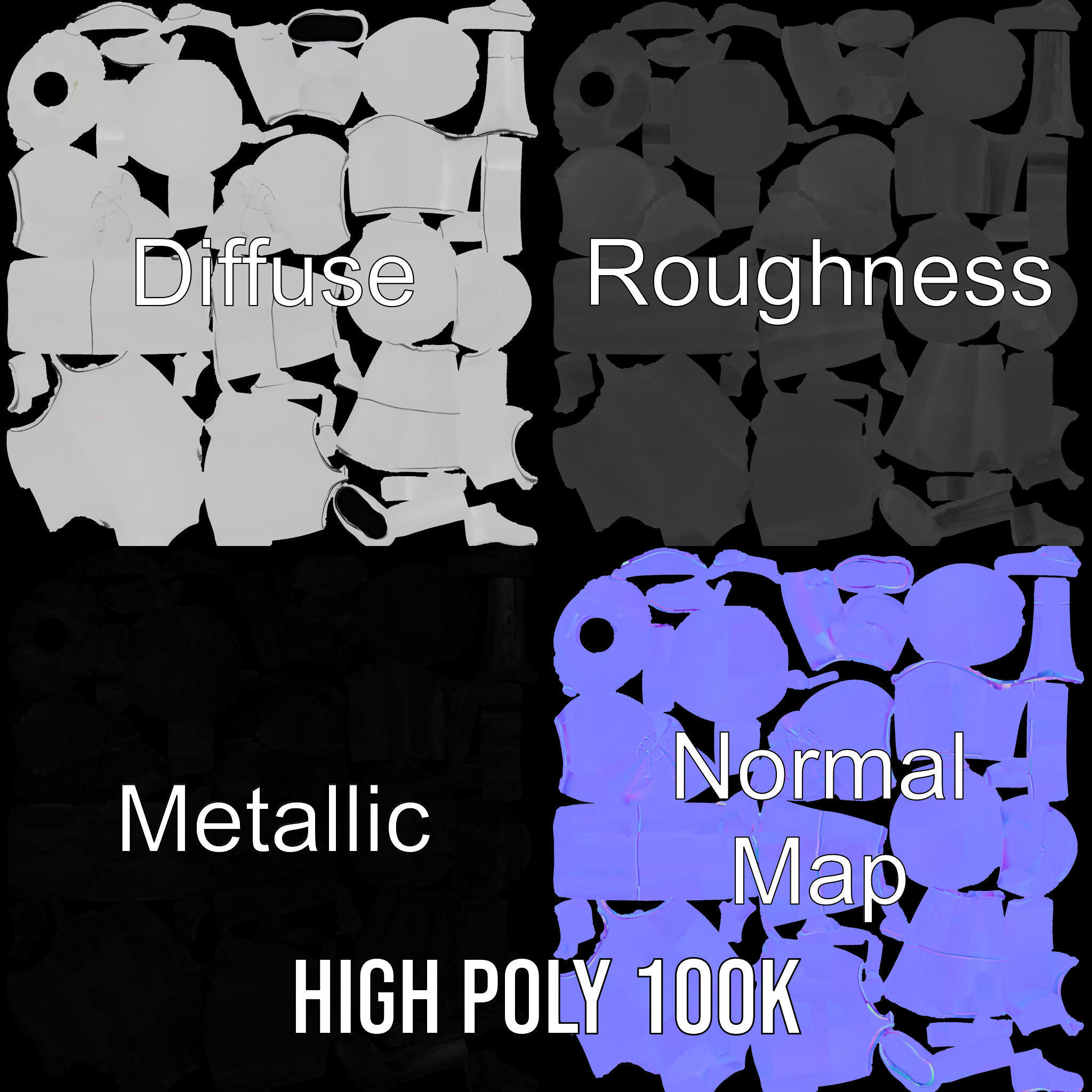 Minimalist Character Rigged and Animated Model for Games and VR Low-poly 3D model_3