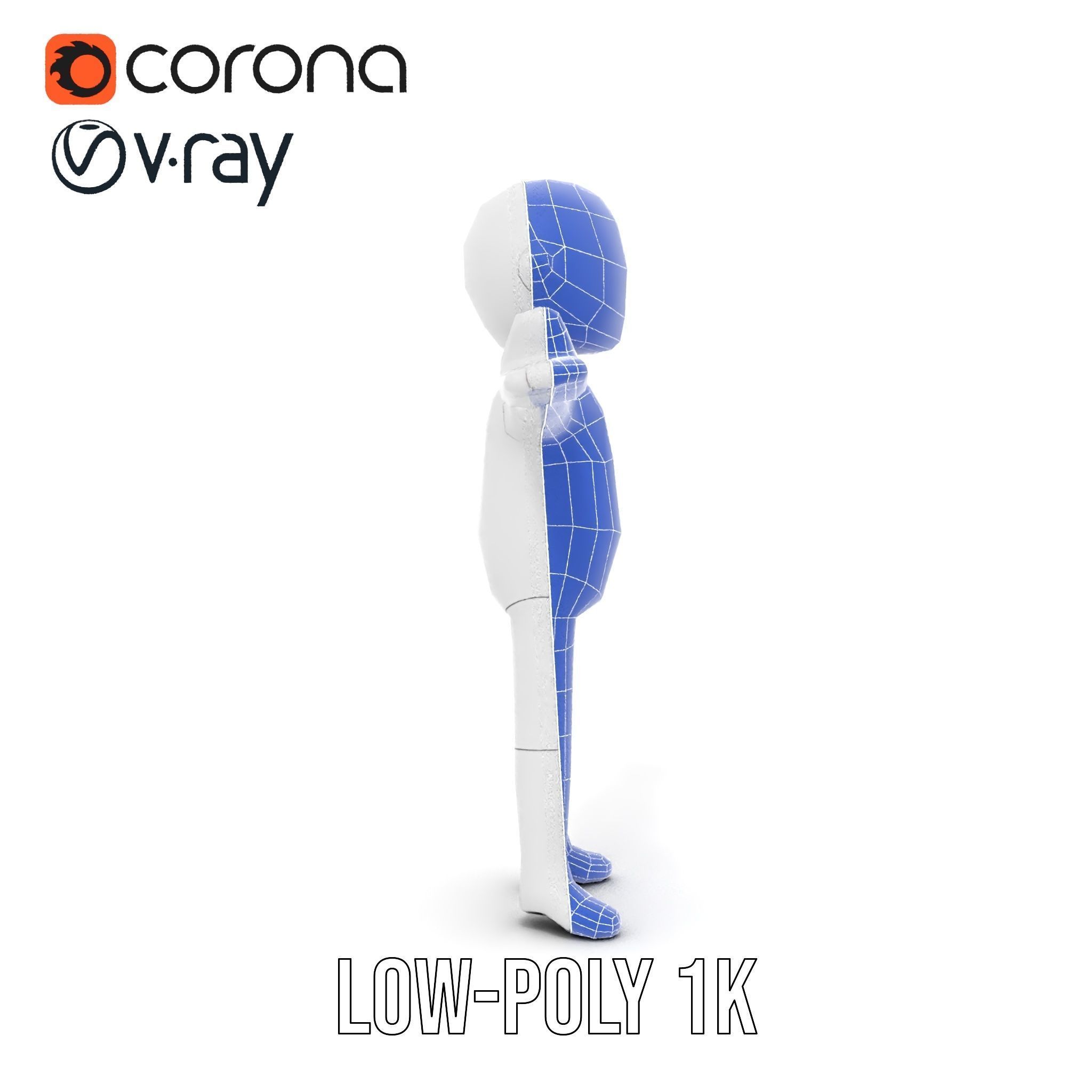 Minimalist Character Rigged and Animated Model for Games and VR Low-poly 3D model_22