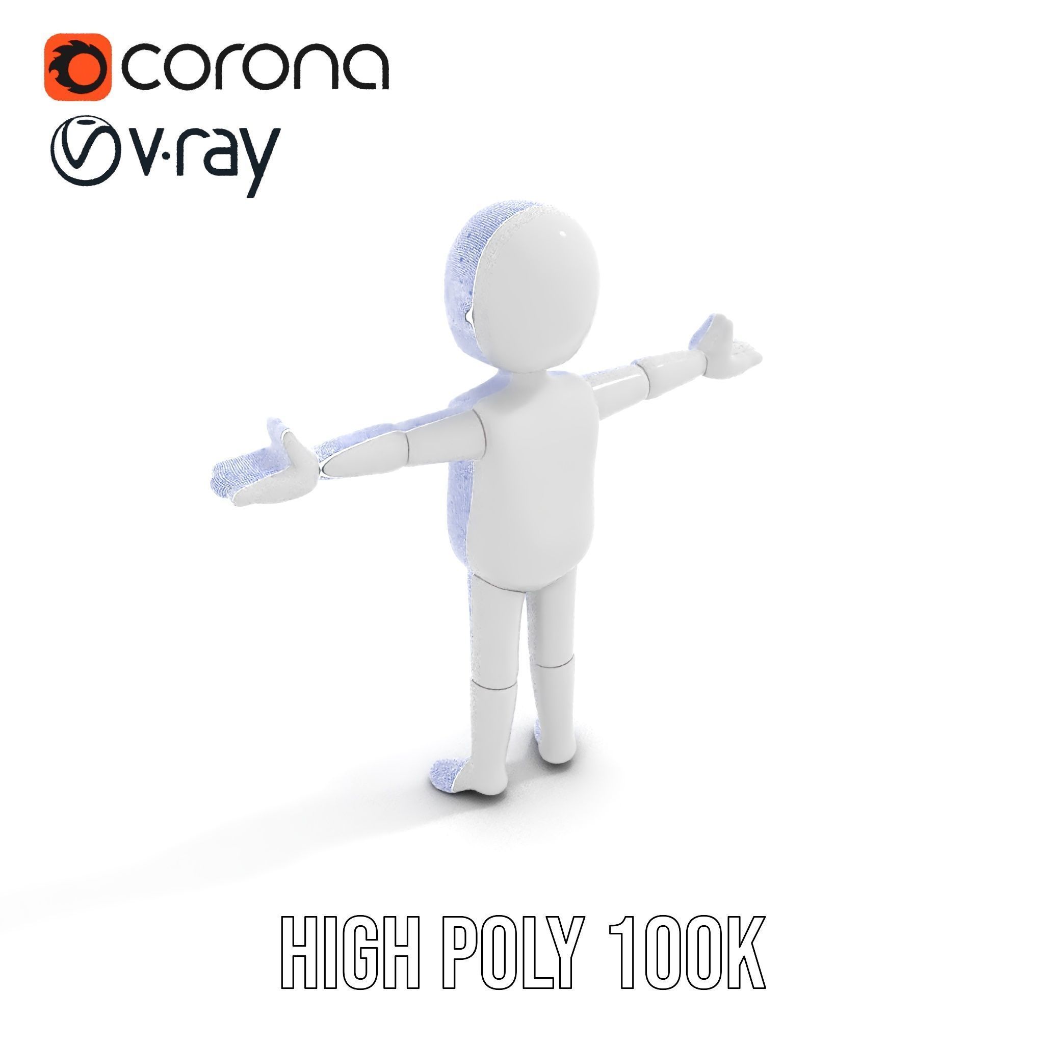 Minimalist Character Rigged and Animated Model for Games and VR Low-poly 3D model_29