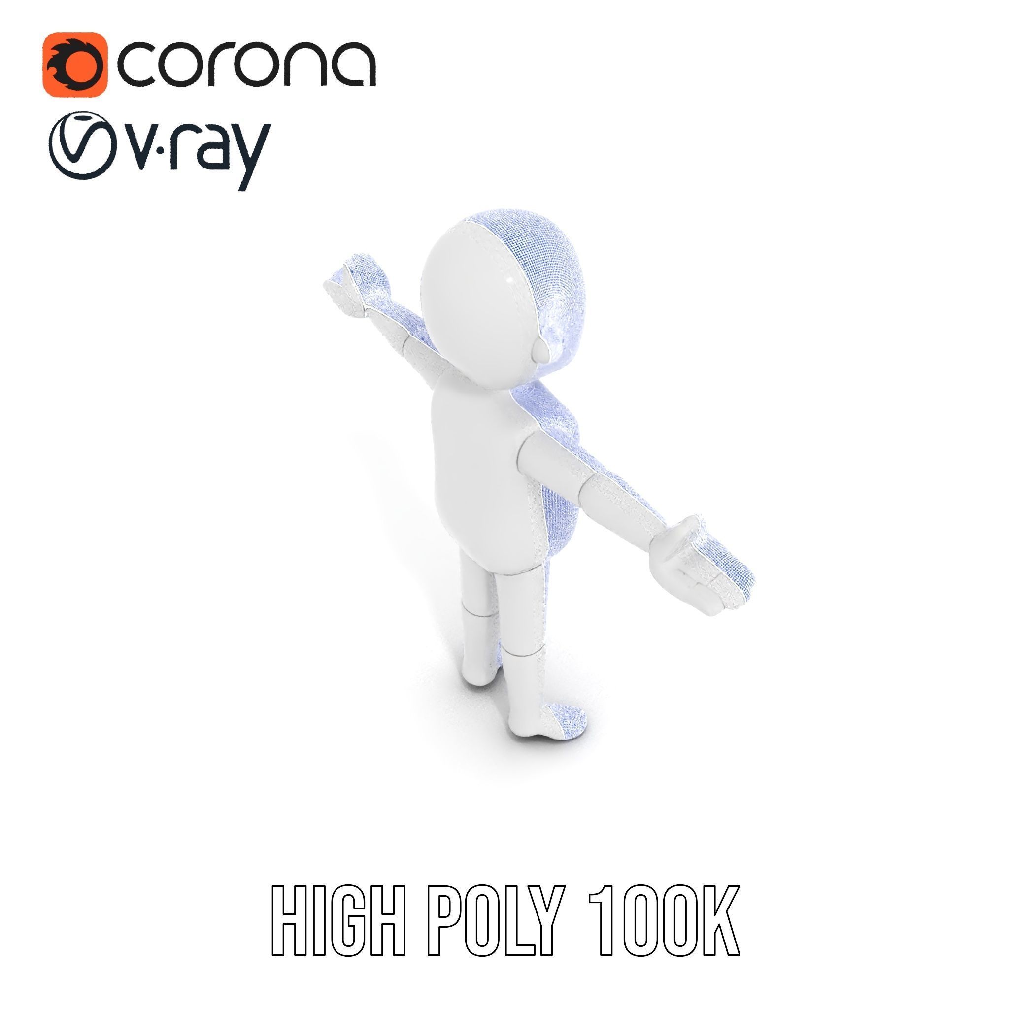 Minimalist Character Rigged and Animated Model for Games and VR Low-poly 3D model_33