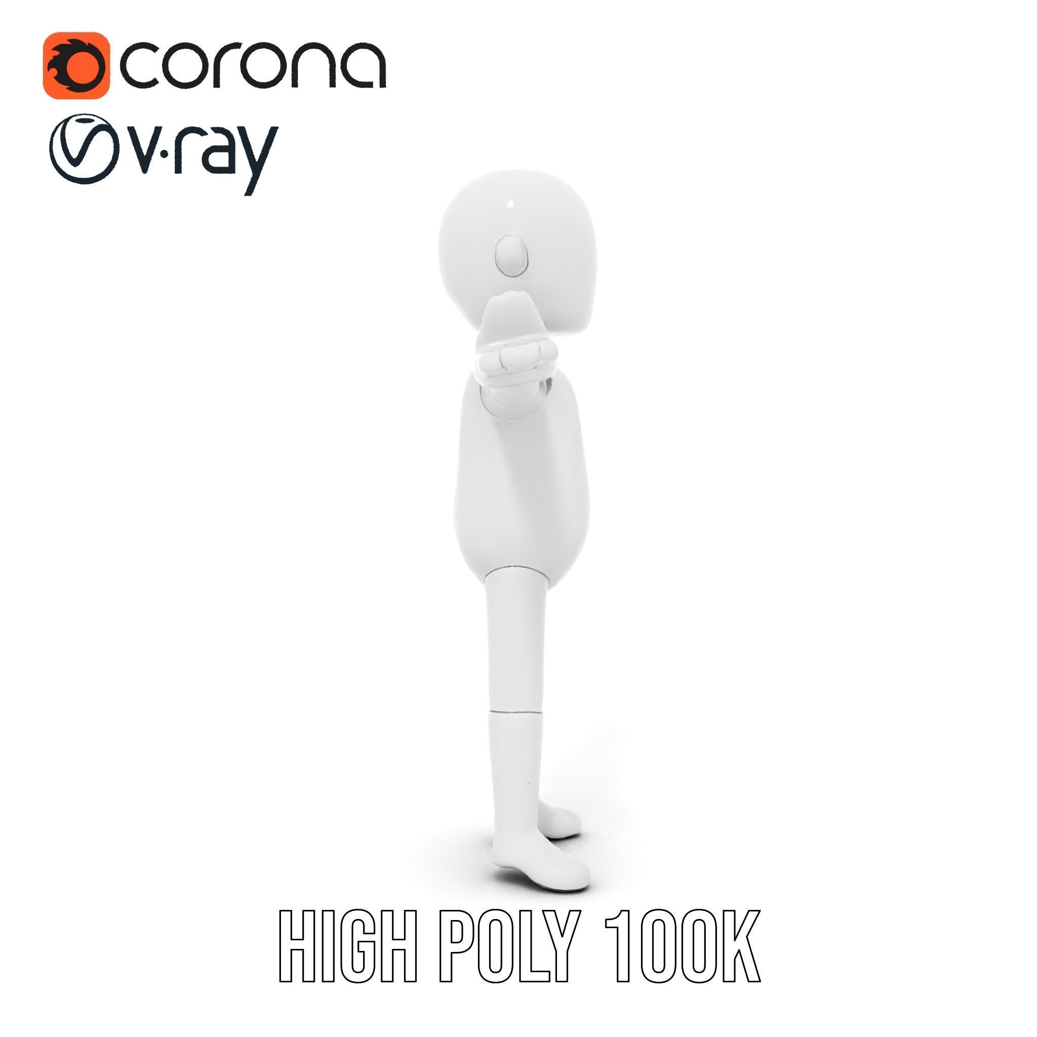 Minimalist Character Rigged and Animated Model for Games and VR Low-poly 3D model_26