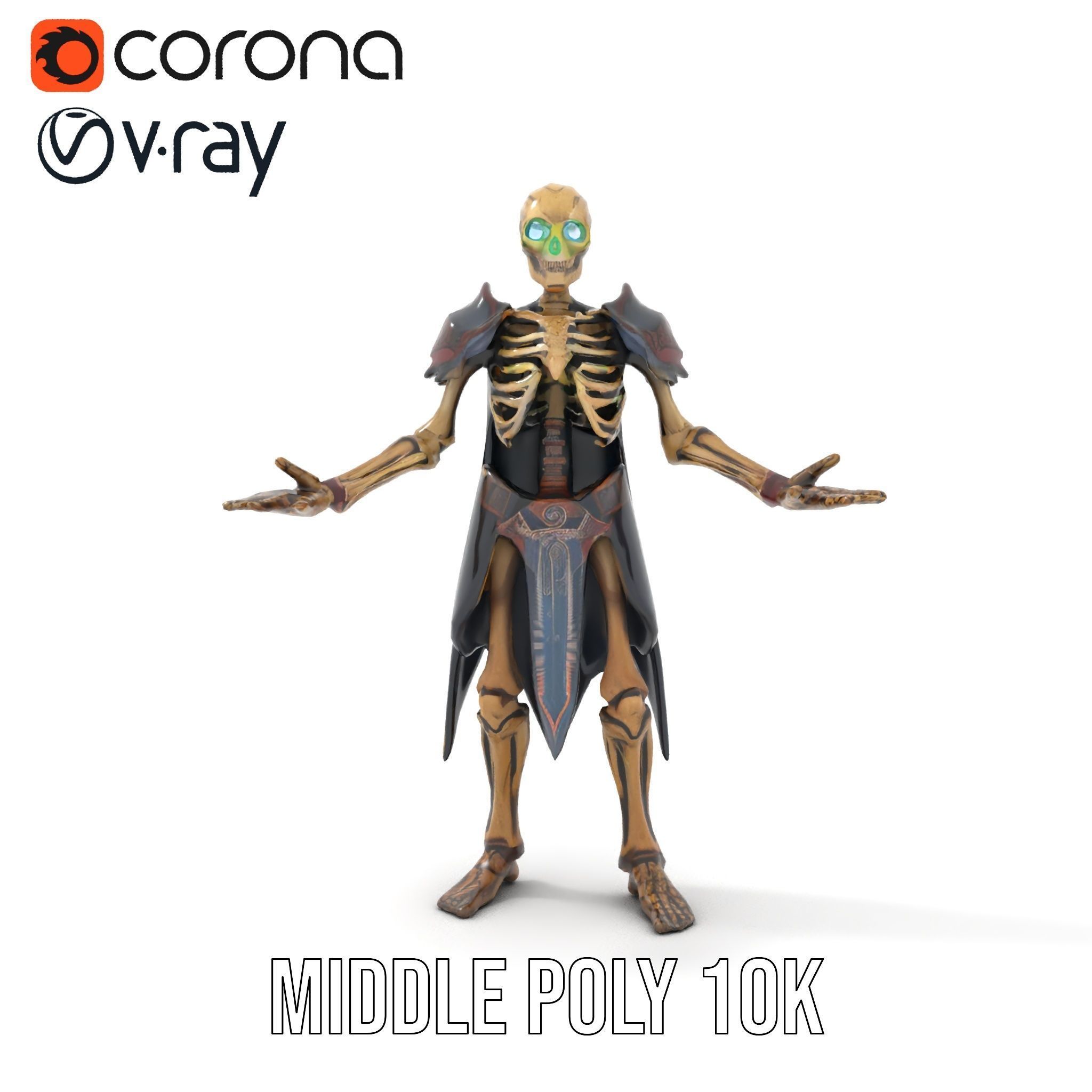 Skeleton Warrior Character Model  Rigged and Animated Low-poly 3D model_15