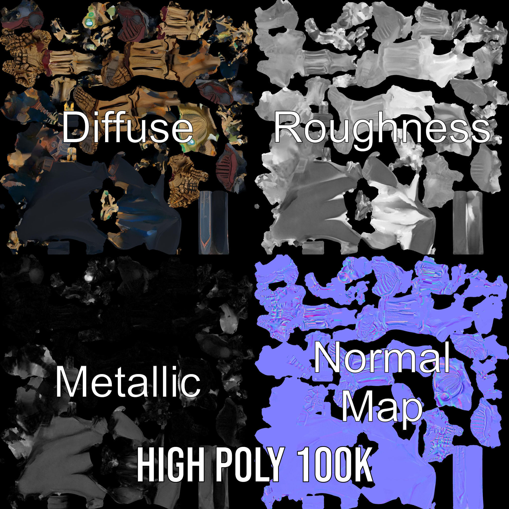 Skeleton Warrior Character Model  Rigged and Animated Low-poly 3D model_3