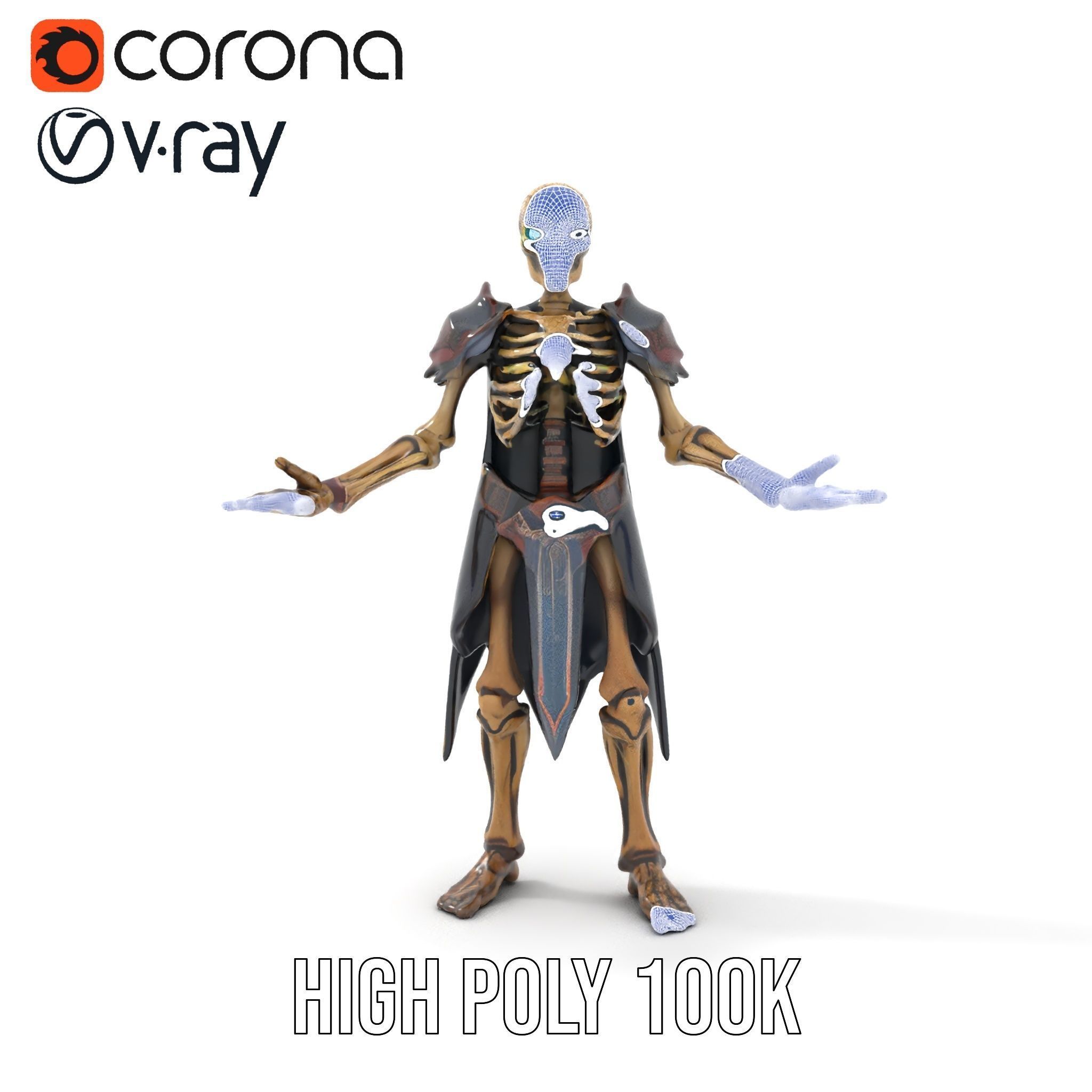 Skeleton Warrior Character Model  Rigged and Animated Low-poly 3D model_35