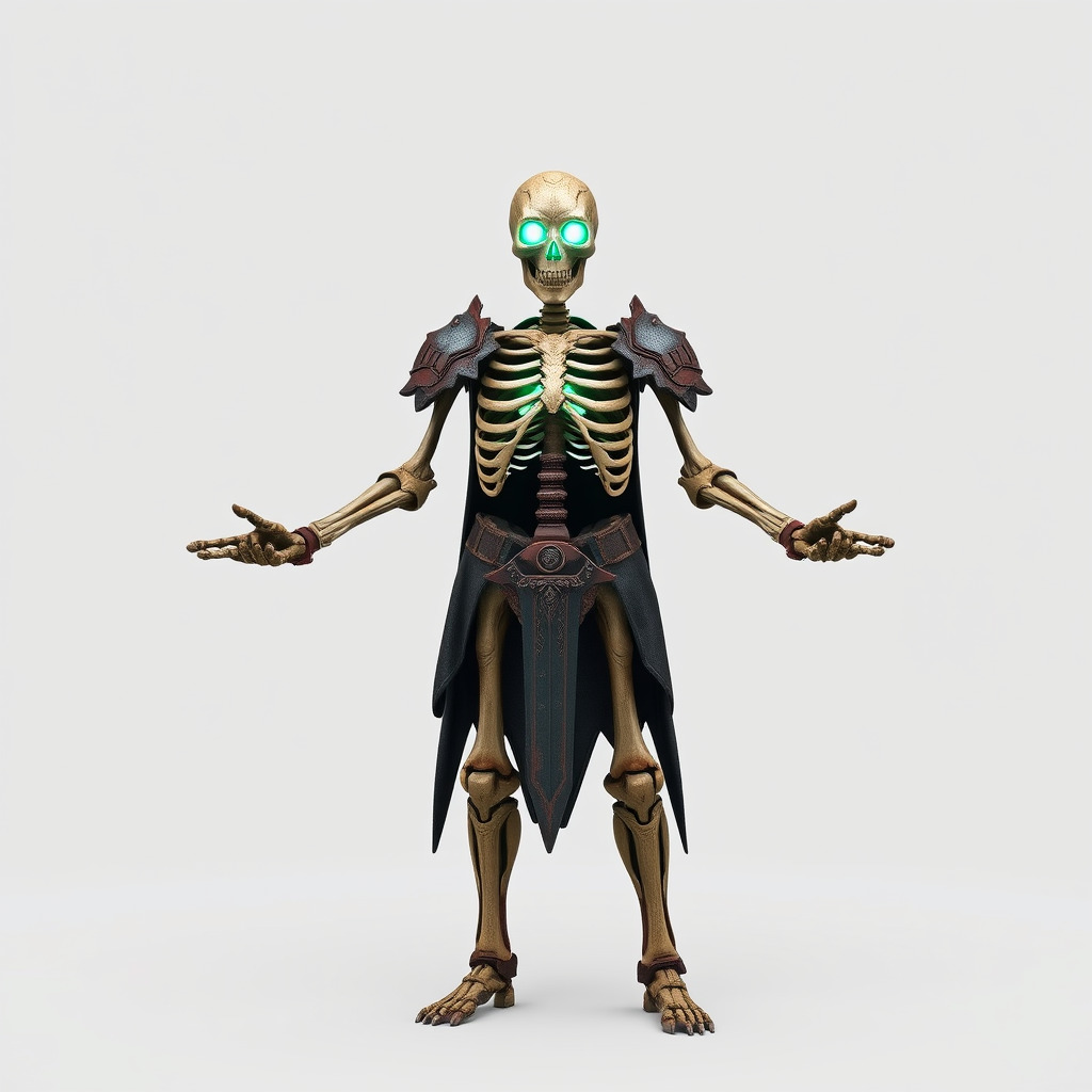 Skeleton Warrior Character Model  Rigged and Animated Low-poly 3D model_2