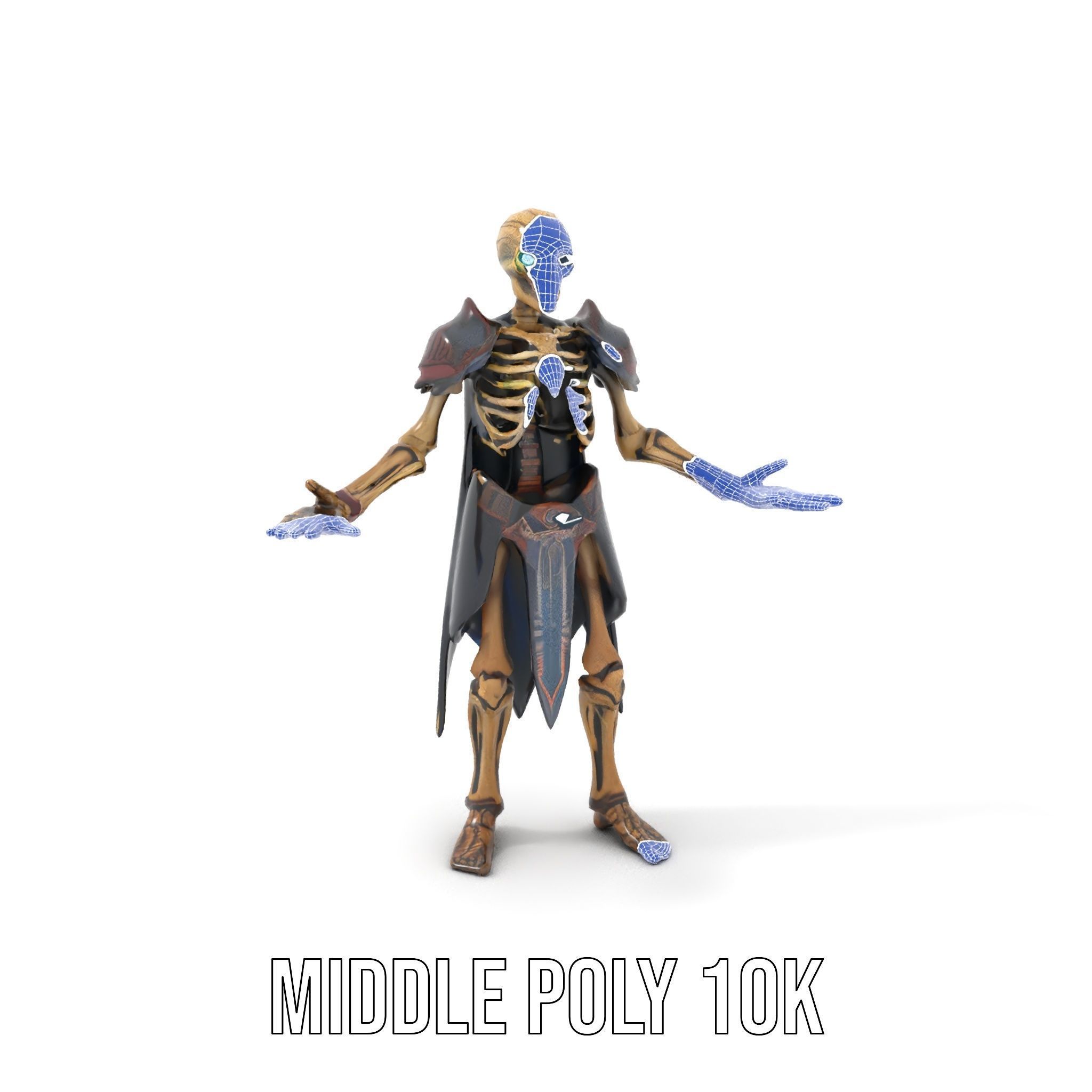 Skeleton Warrior Character Model  Rigged and Animated Low-poly 3D model_12