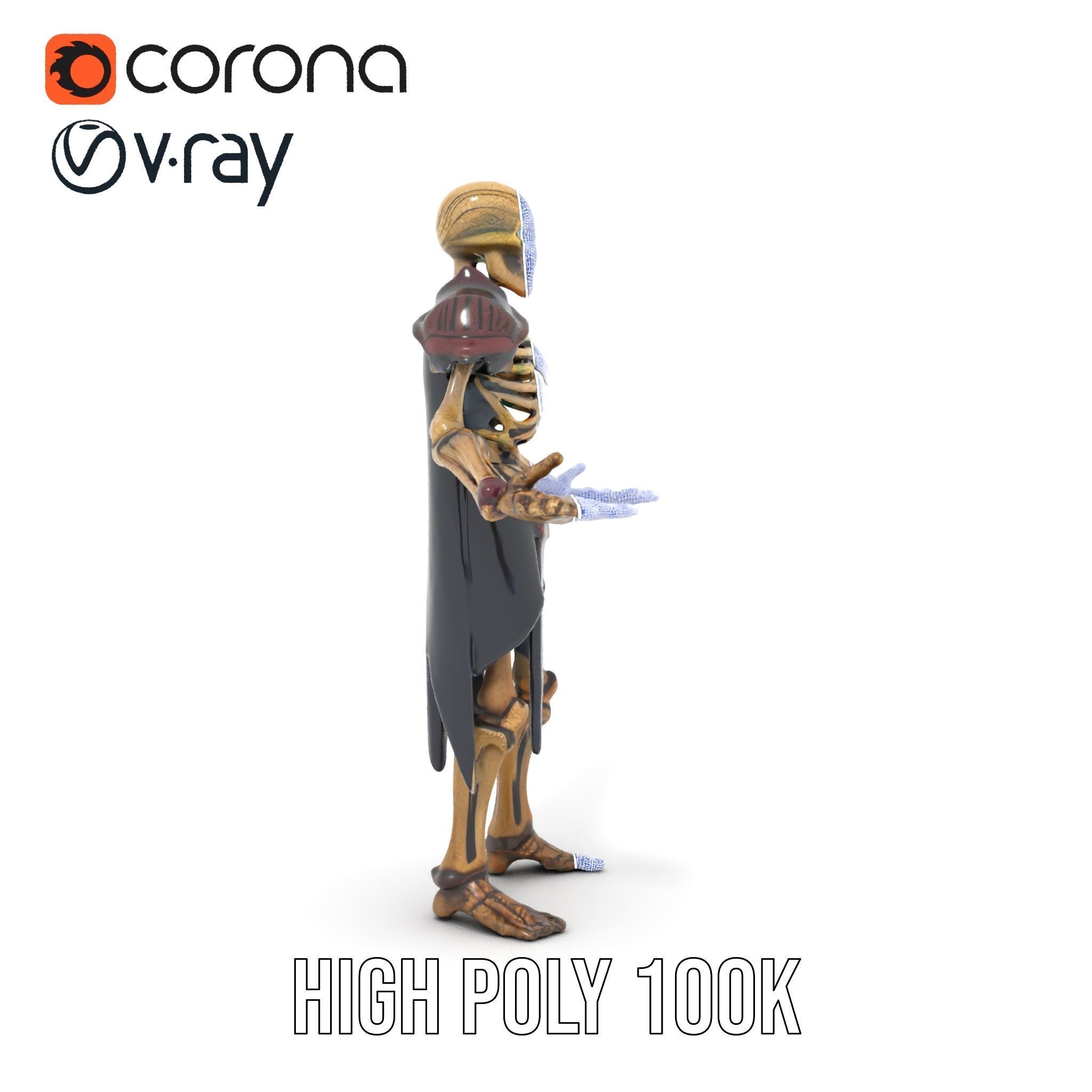 Skeleton Warrior Character Model  Rigged and Animated Low-poly 3D model_36