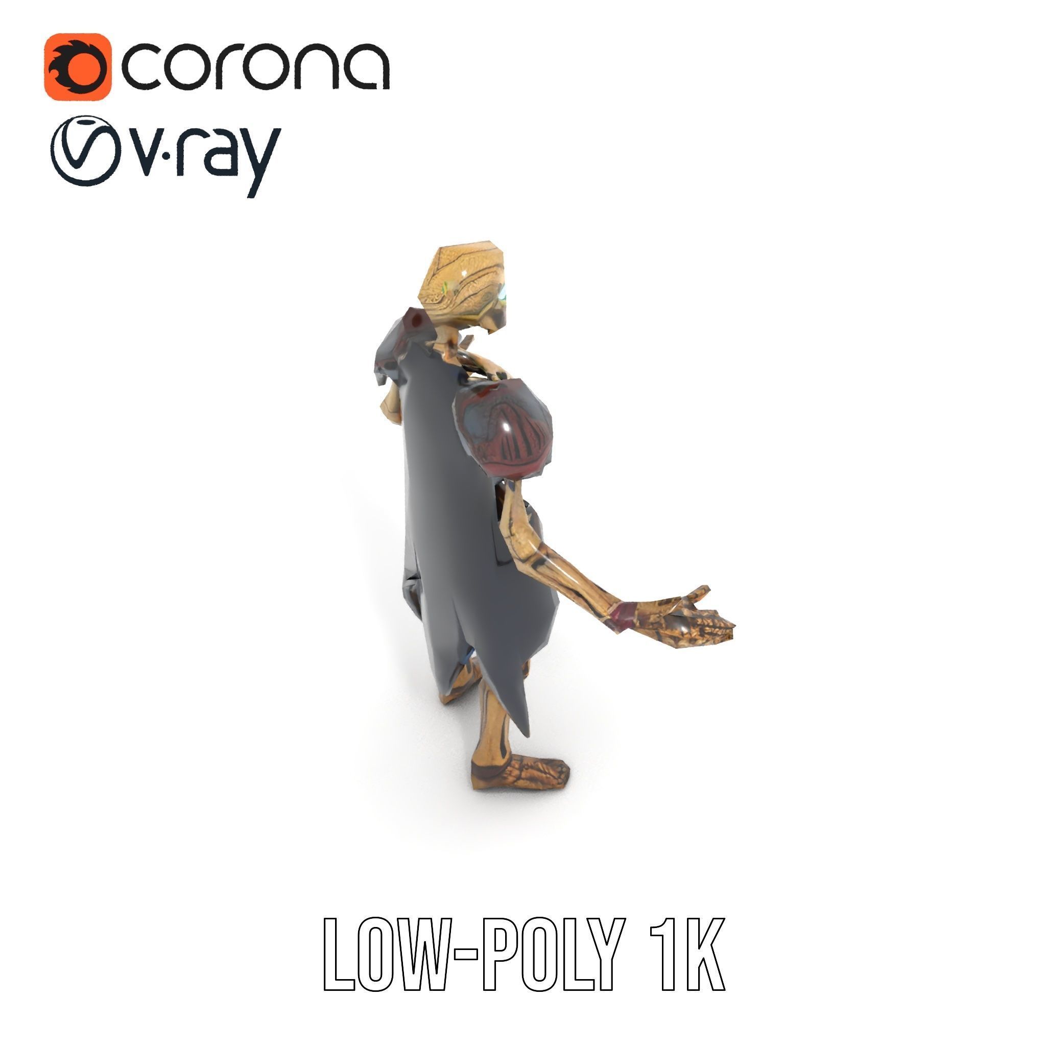 Skeleton Warrior Character Model  Rigged and Animated Low-poly 3D model_21