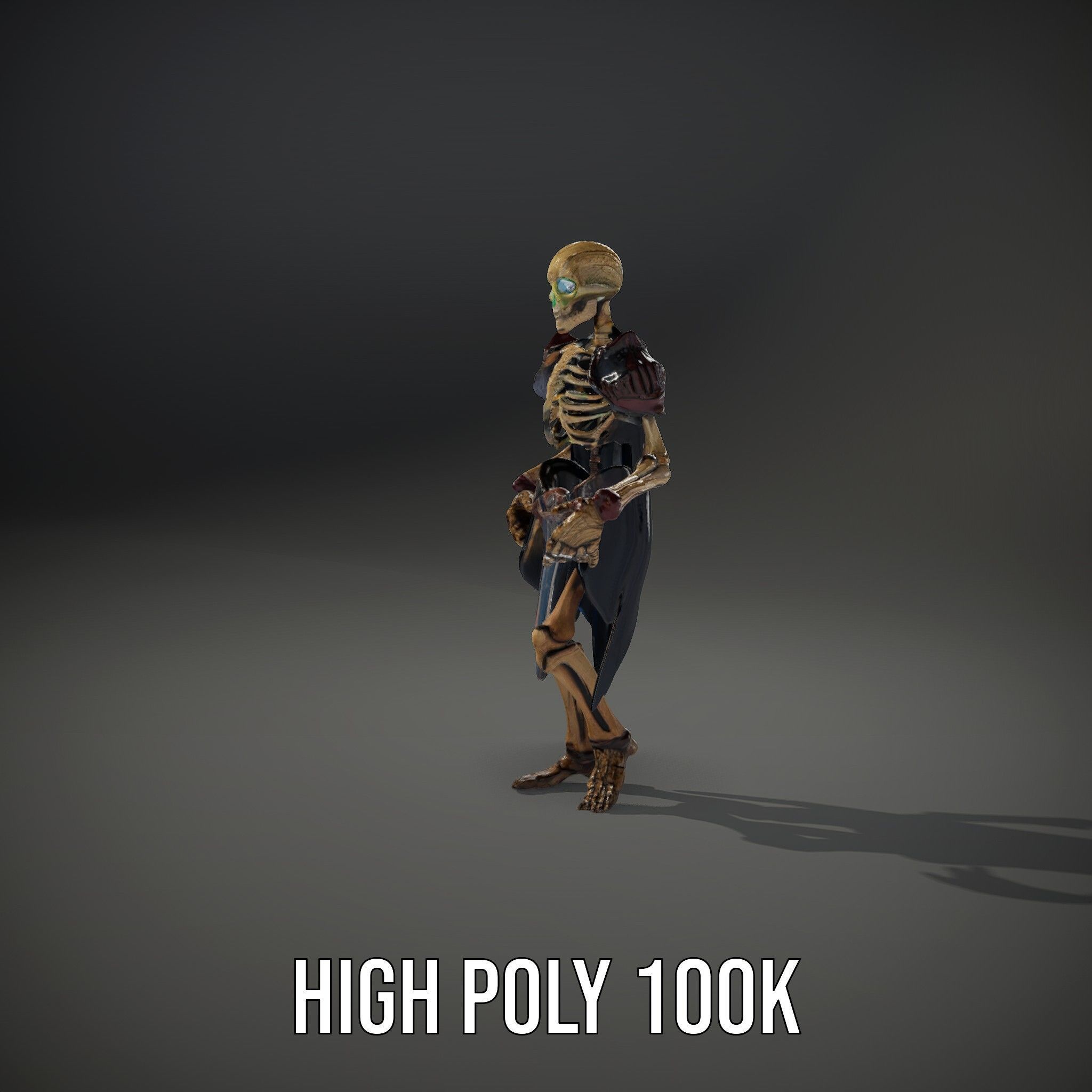 Skeleton Warrior Character Model  Rigged and Animated Low-poly 3D model_9