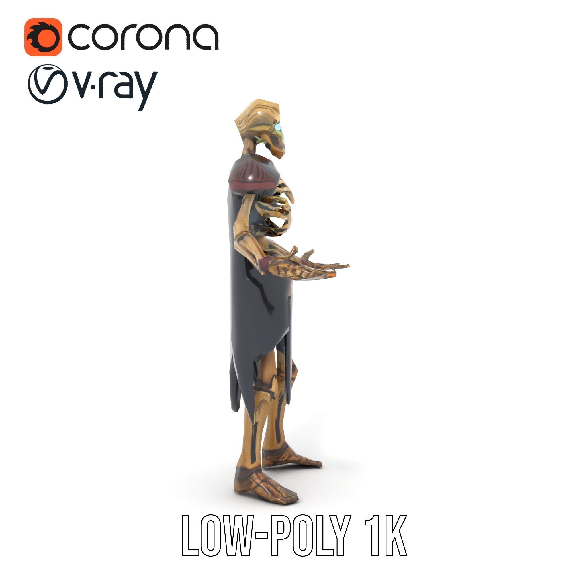 Skeleton Warrior Character Model  Rigged and Animated Low-poly 3D model_19