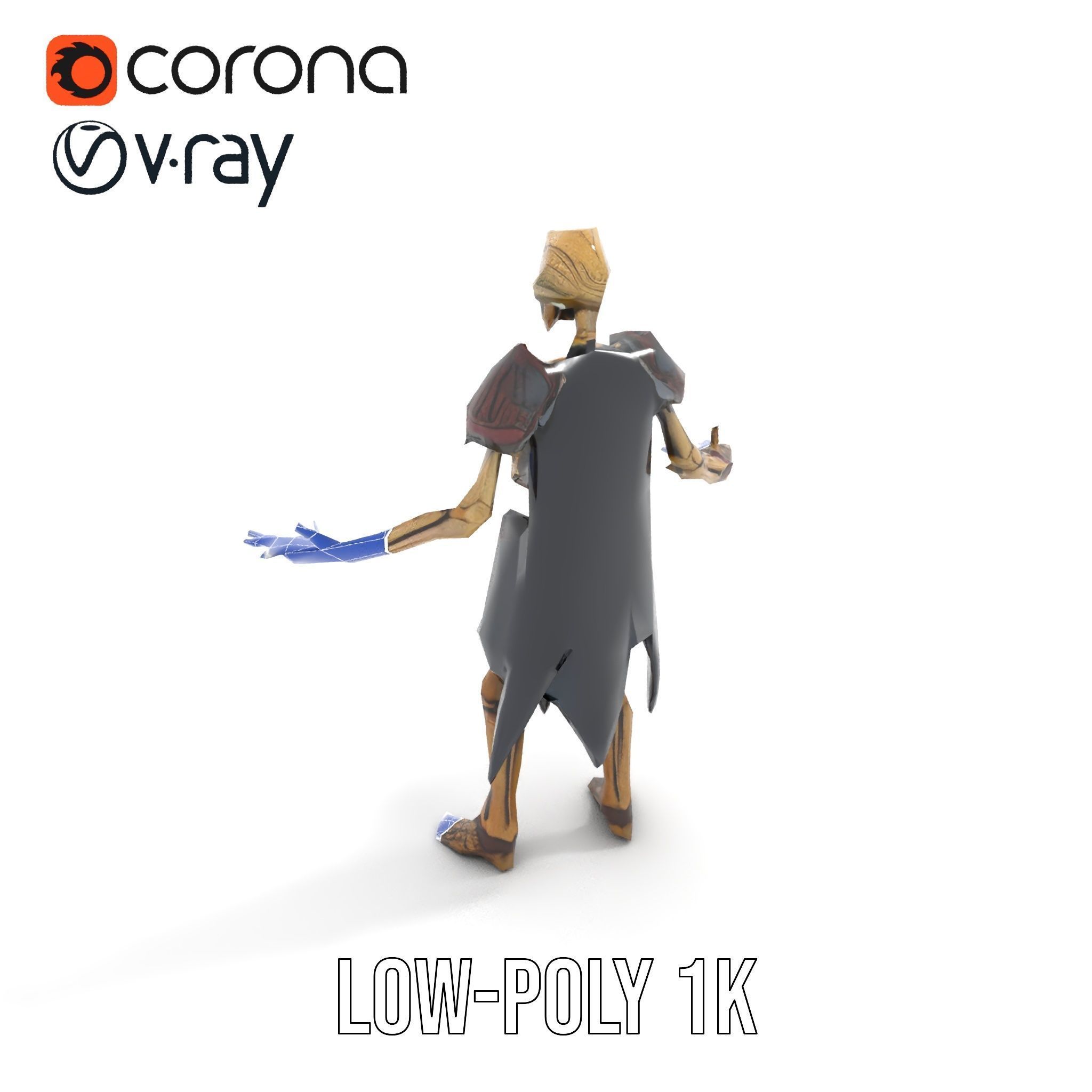 Skeleton Warrior Character Model  Rigged and Animated Low-poly 3D model_27