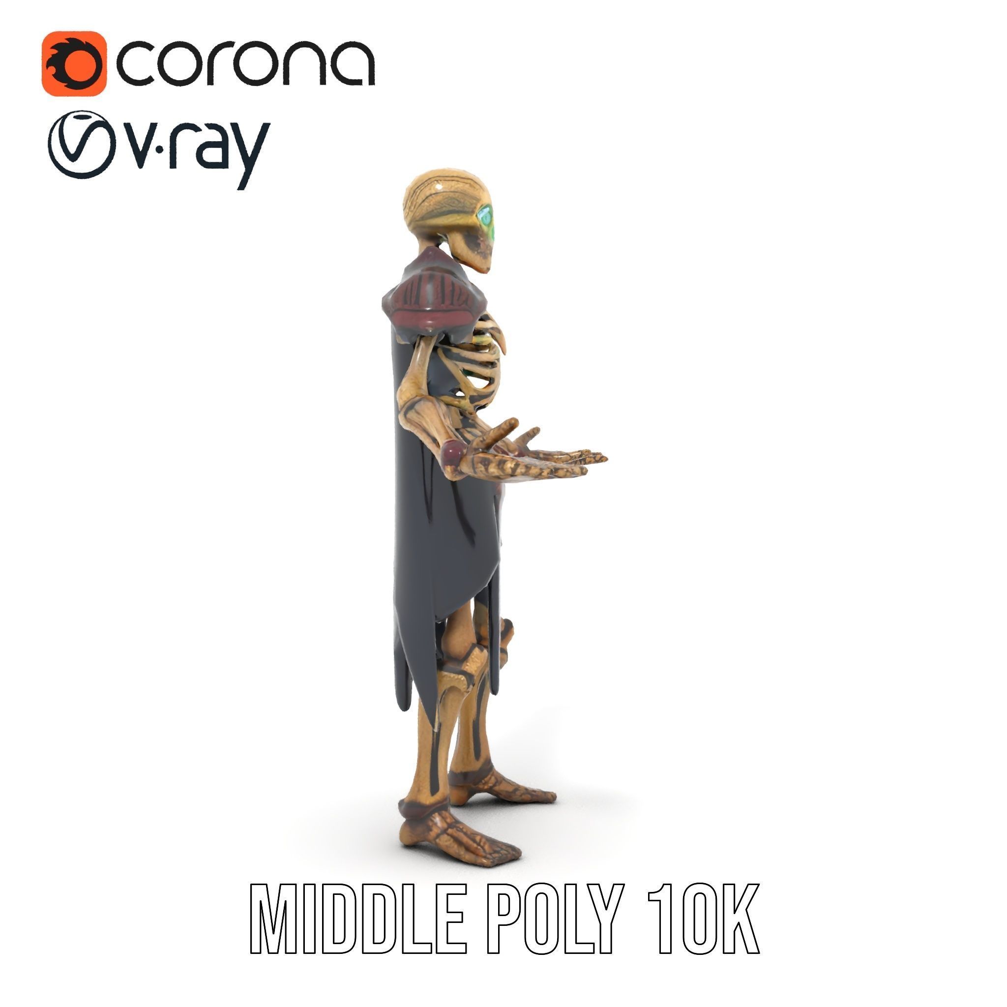 Skeleton Warrior Character Model  Rigged and Animated Low-poly 3D model_26