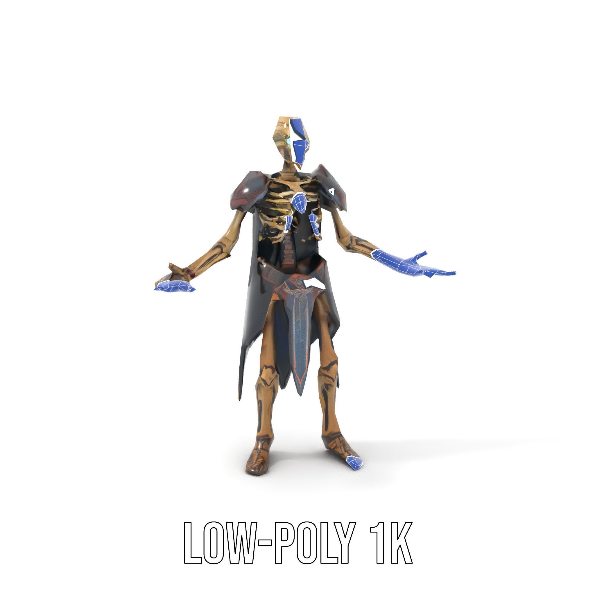 Skeleton Warrior Character Model  Rigged and Animated Low-poly 3D model_8