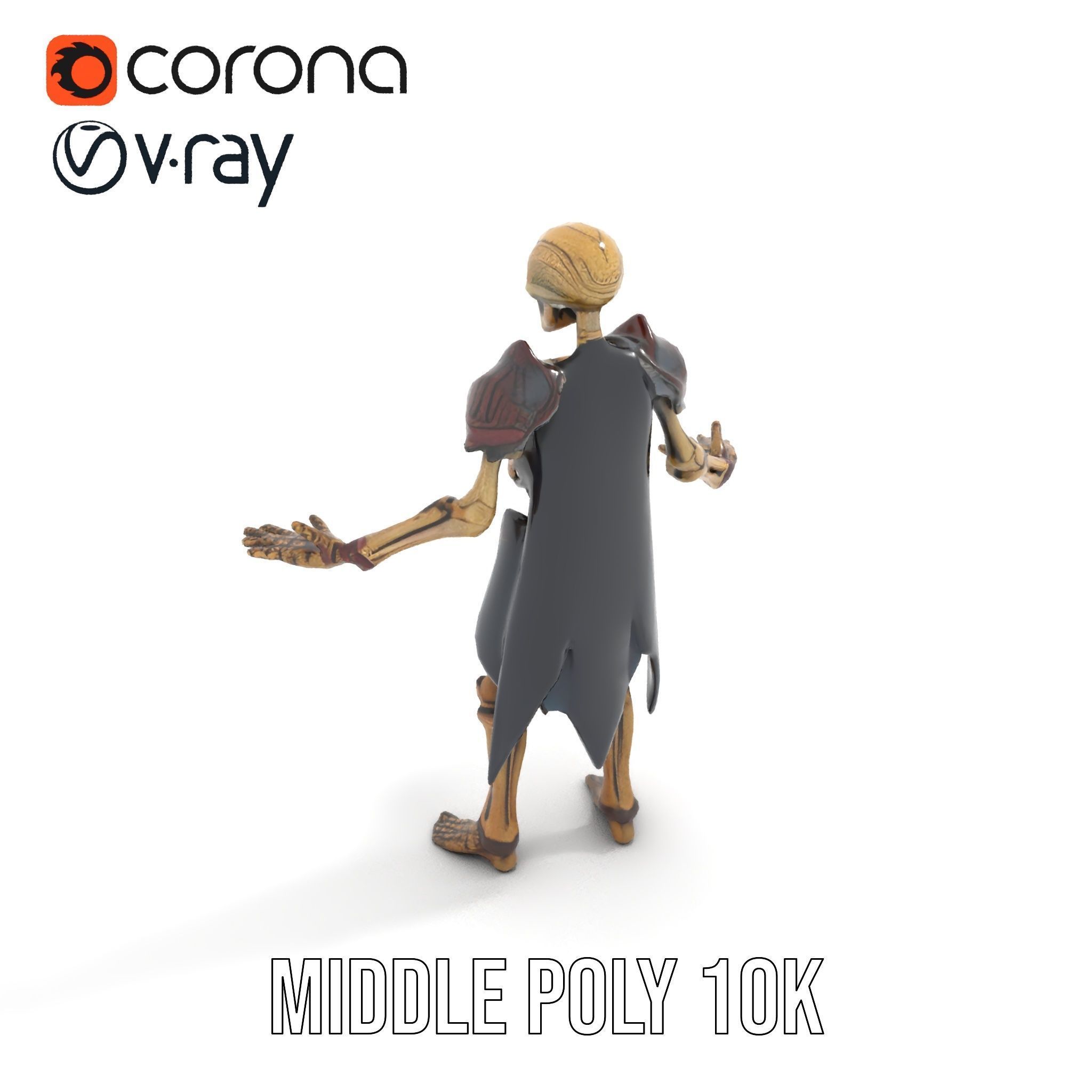 Skeleton Warrior Character Model  Rigged and Animated Low-poly 3D model_23