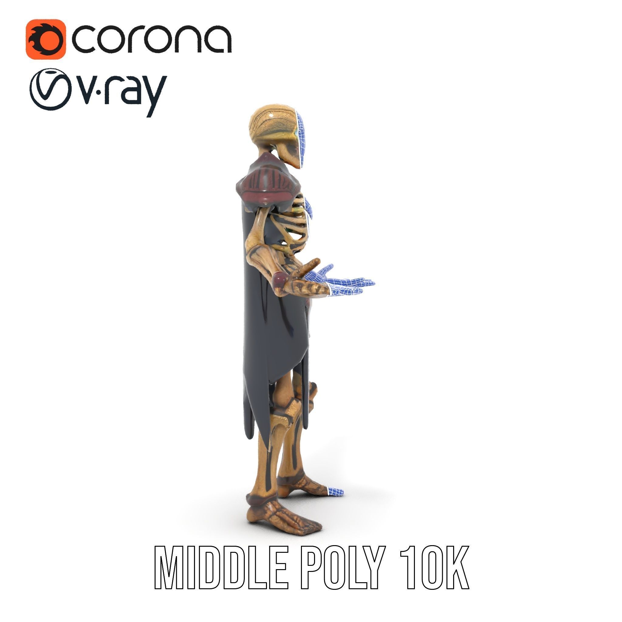 Skeleton Warrior Character Model  Rigged and Animated Low-poly 3D model_34