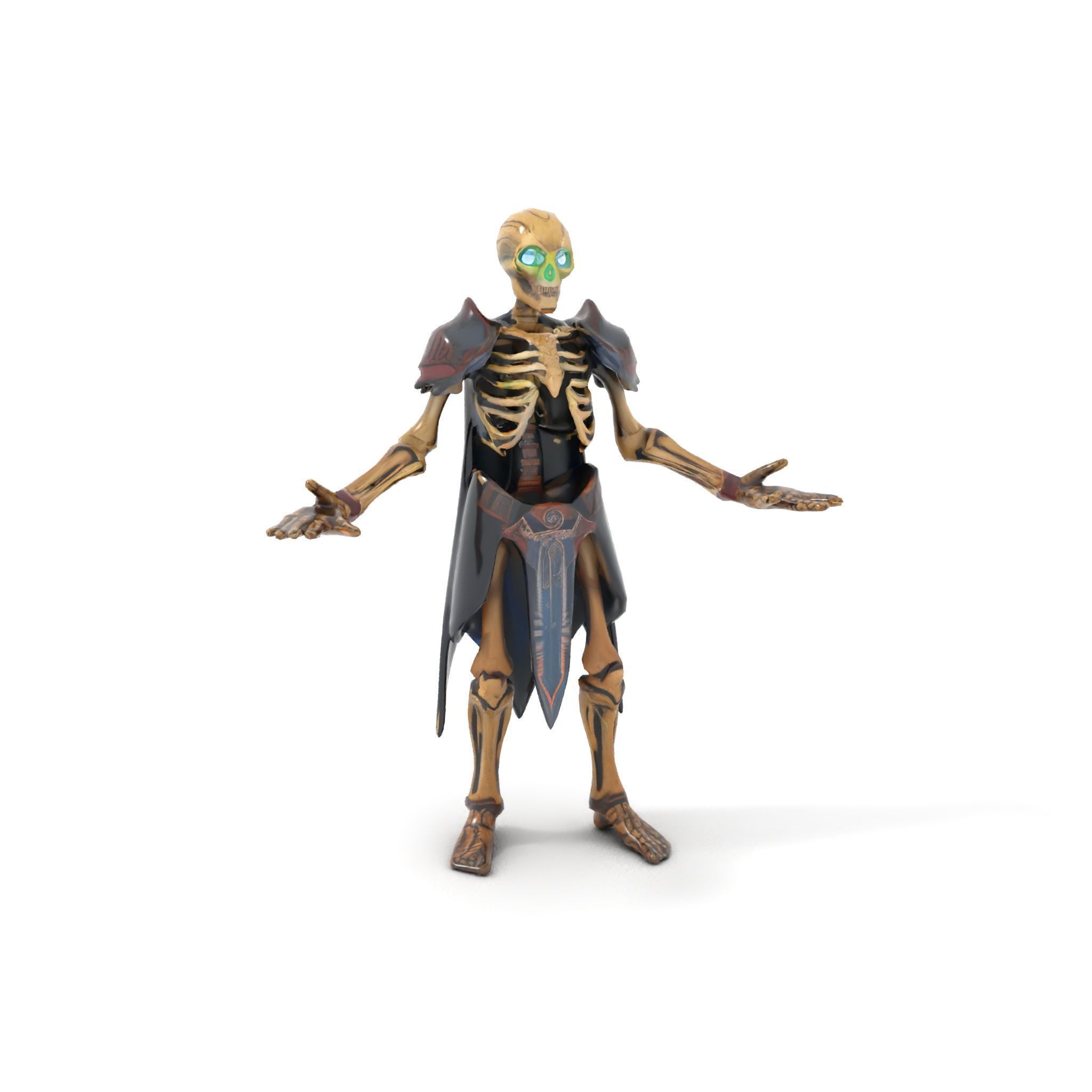 Skeleton Warrior Character Model  Rigged and Animated Low-poly 3D model_10