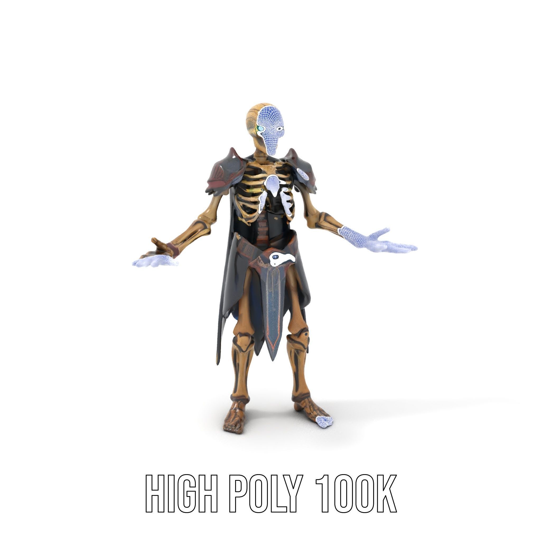 Skeleton Warrior Character Model  Rigged and Animated Low-poly 3D model_4