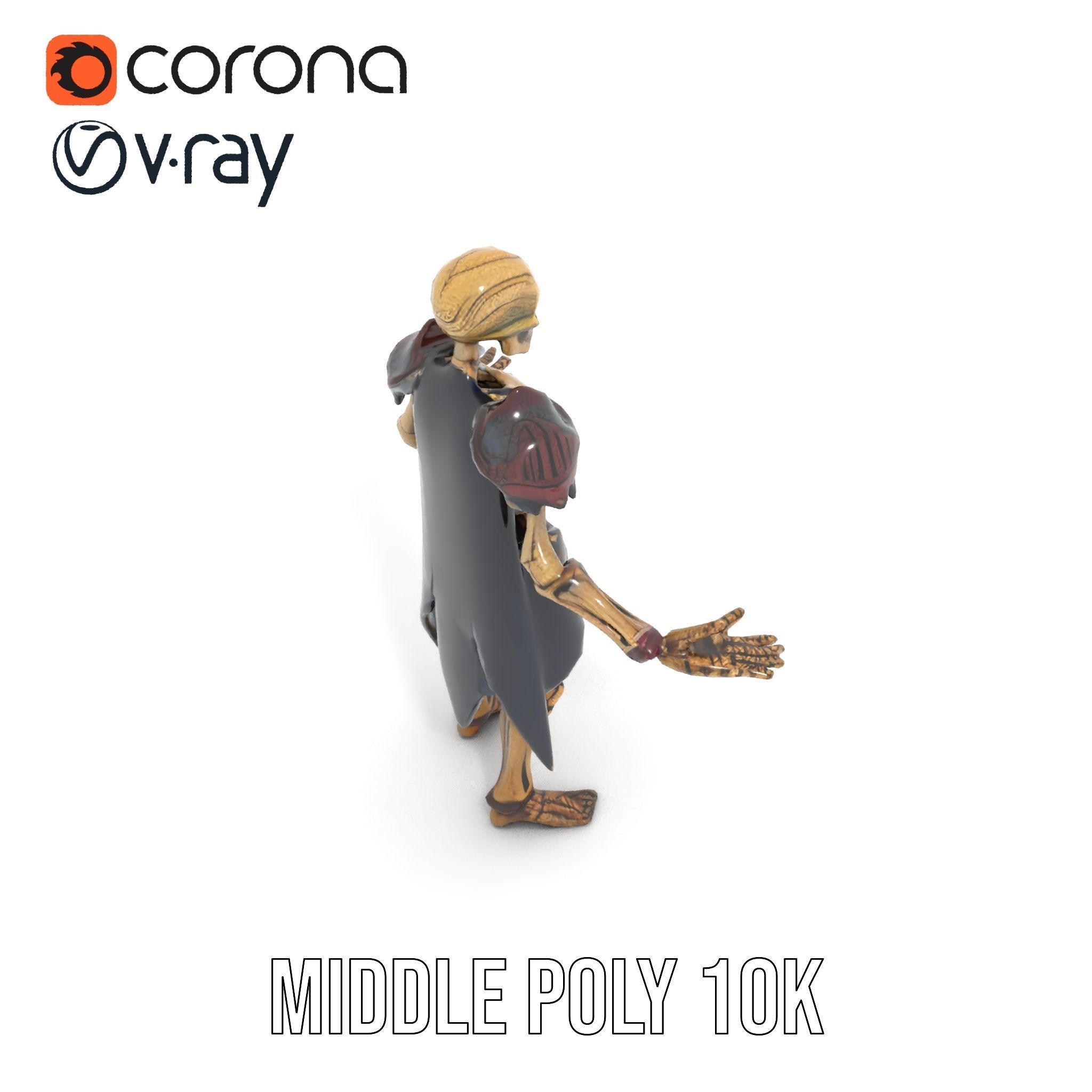 Skeleton Warrior Character Model  Rigged and Animated Low-poly 3D model_18