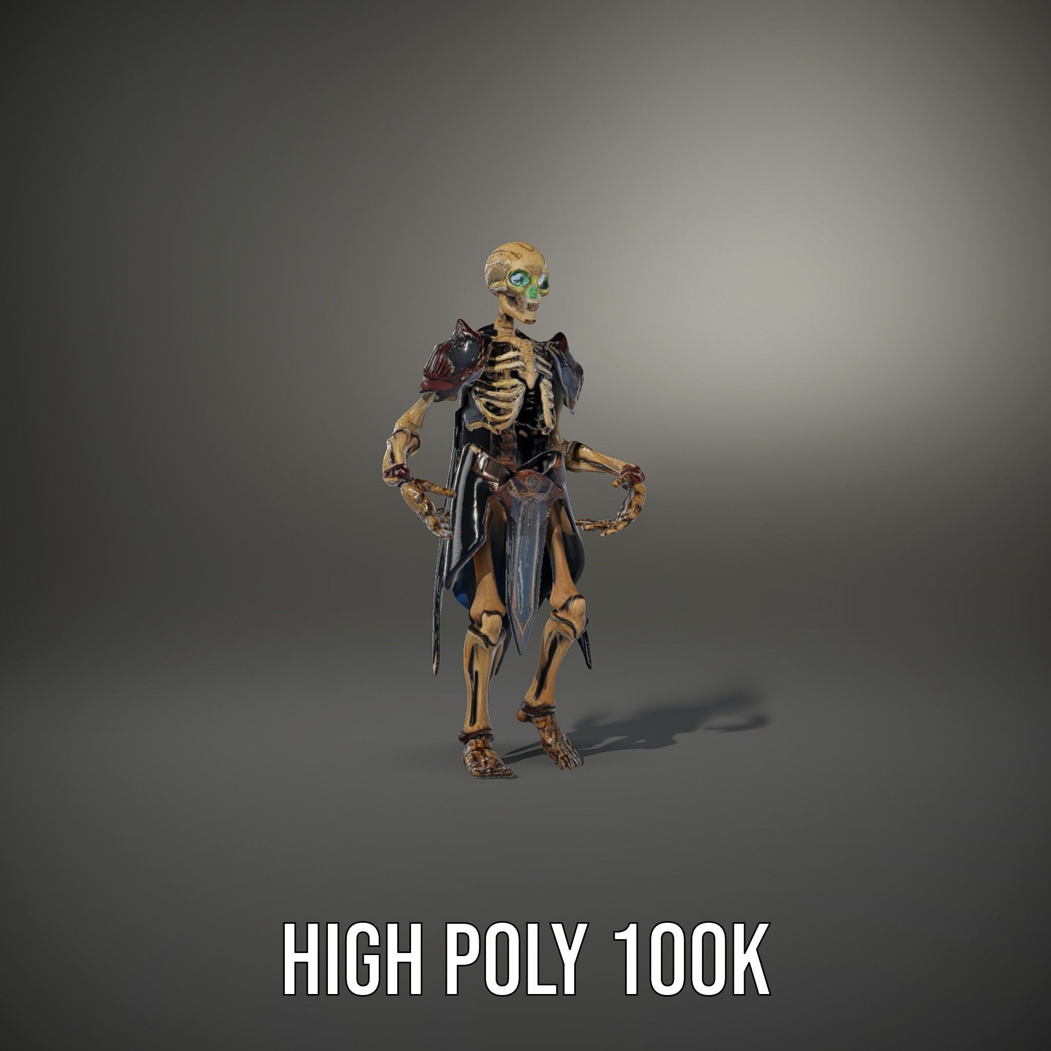 Skeleton Warrior Character Model  Rigged and Animated Low-poly 3D model_14