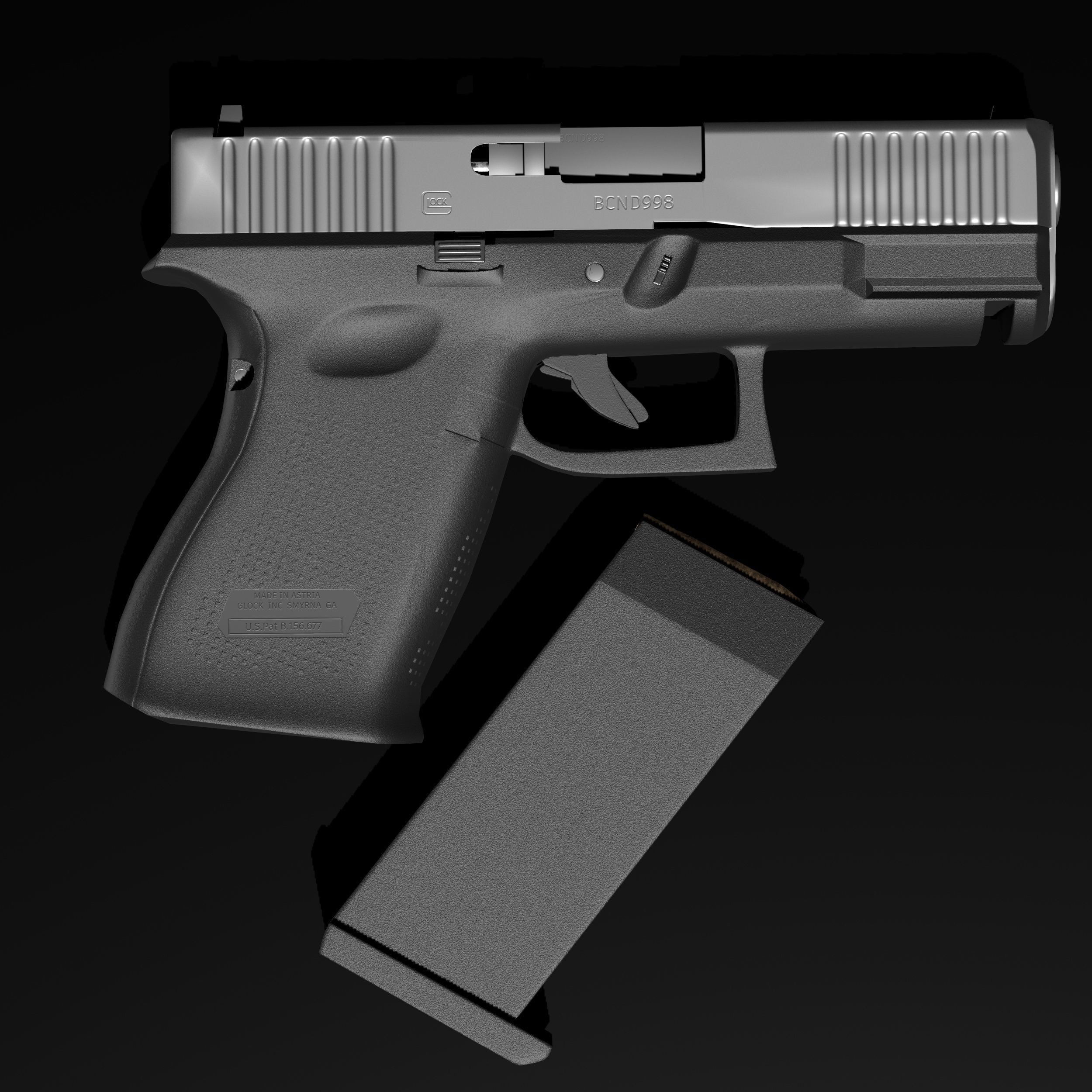 Glock 19 gen 5 Low-poly 3D model_6