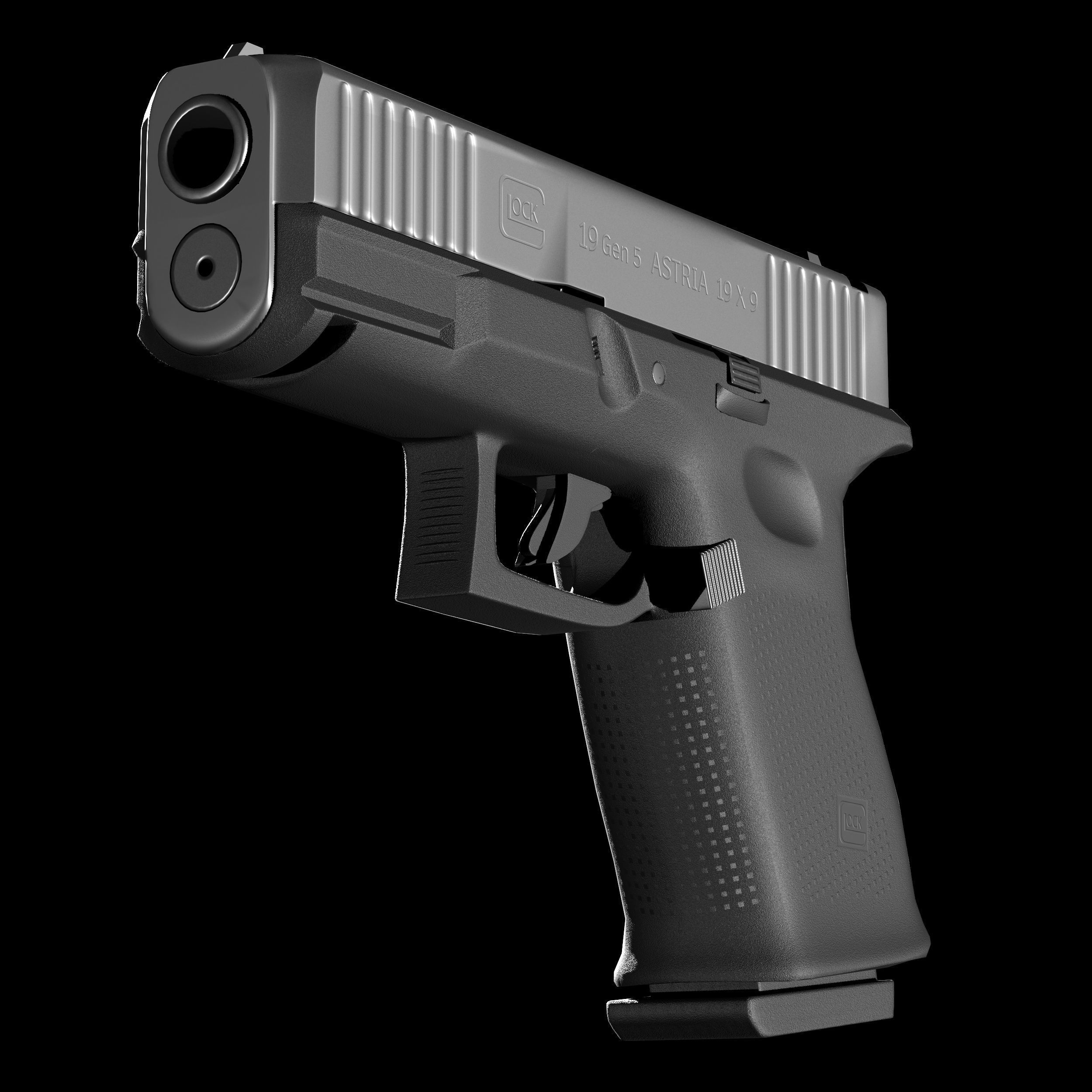 Glock 19 gen 5 Low-poly 3D model_3