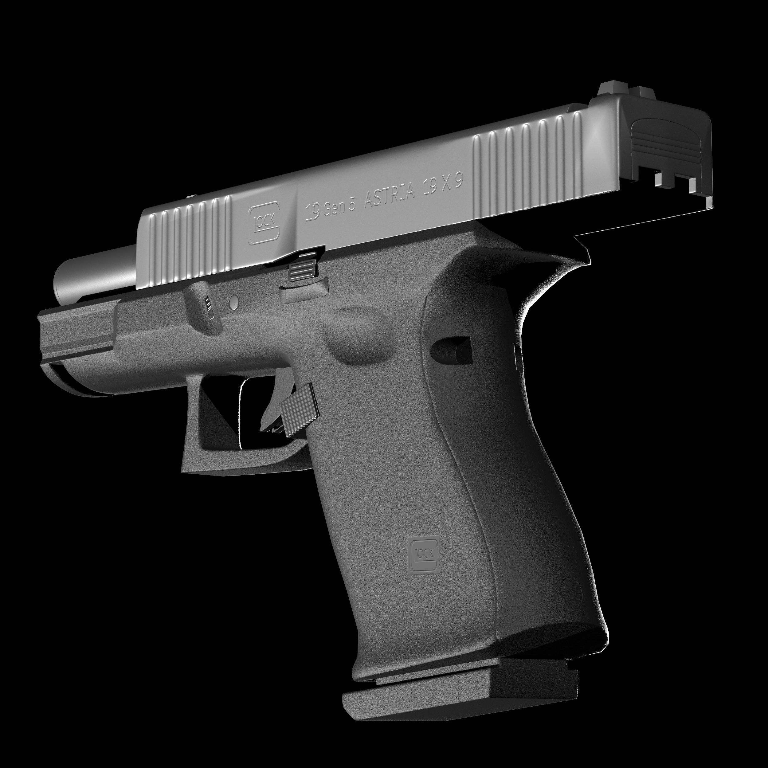 Glock 19 gen 5 Low-poly 3D model_5