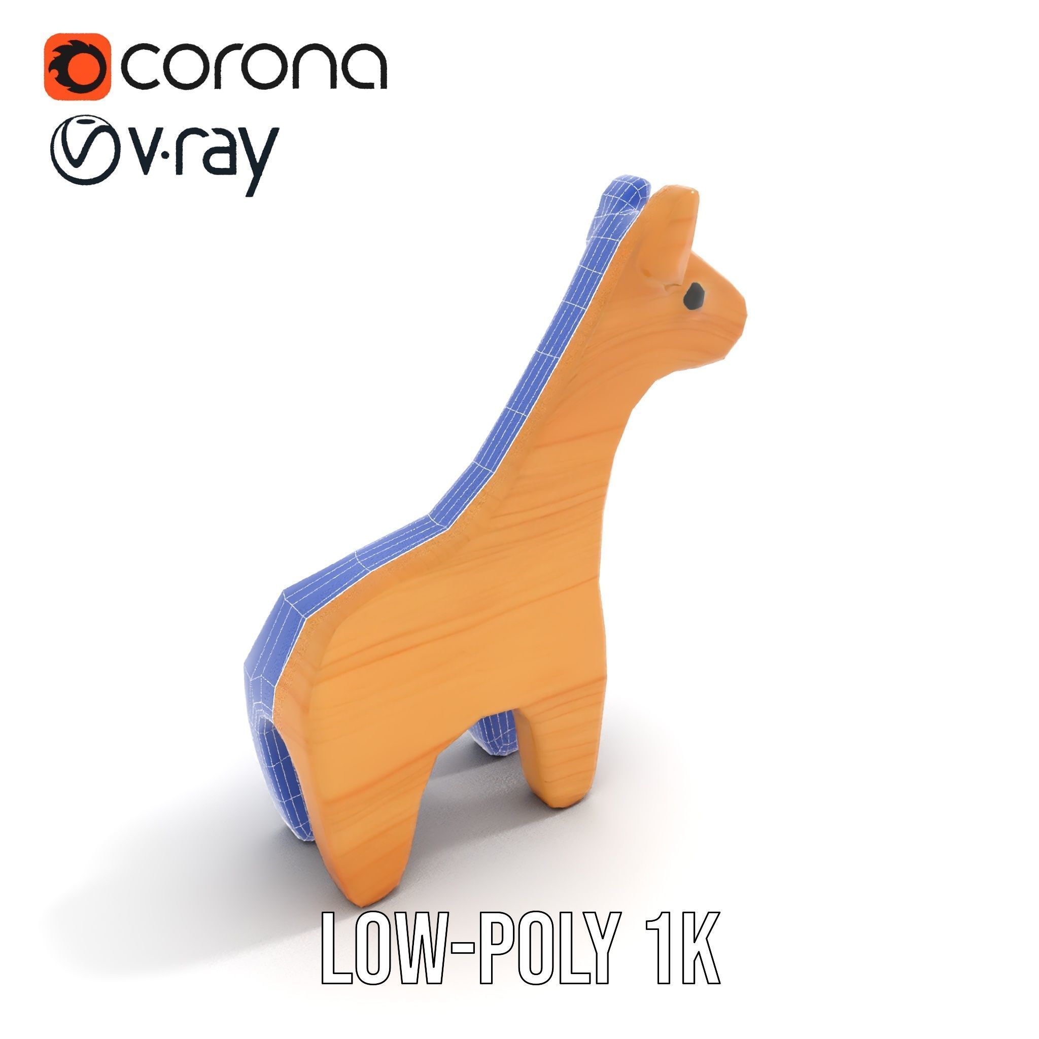 Wooden Giraffe Toy model pack Low-poly 3D model_16