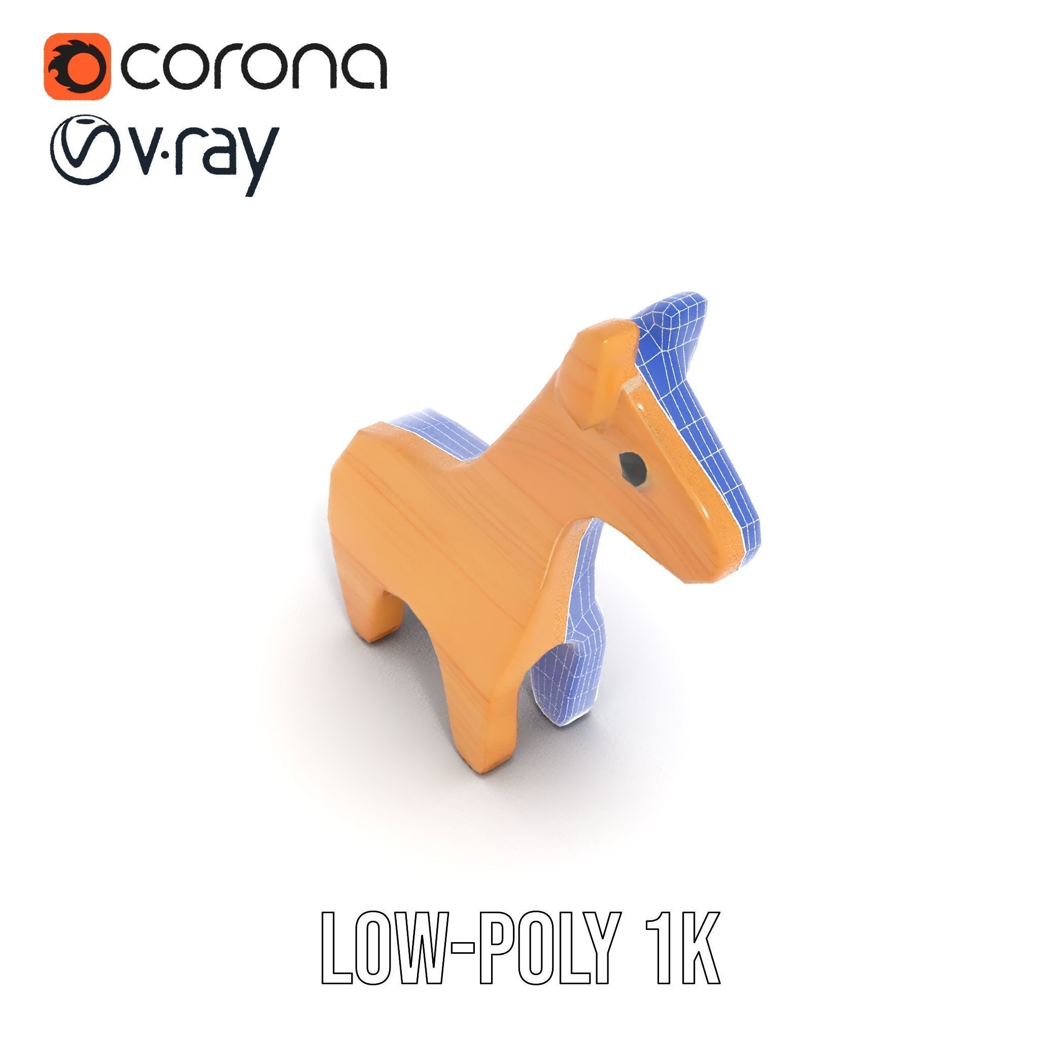 Wooden Giraffe Toy model pack Low-poly 3D model_13