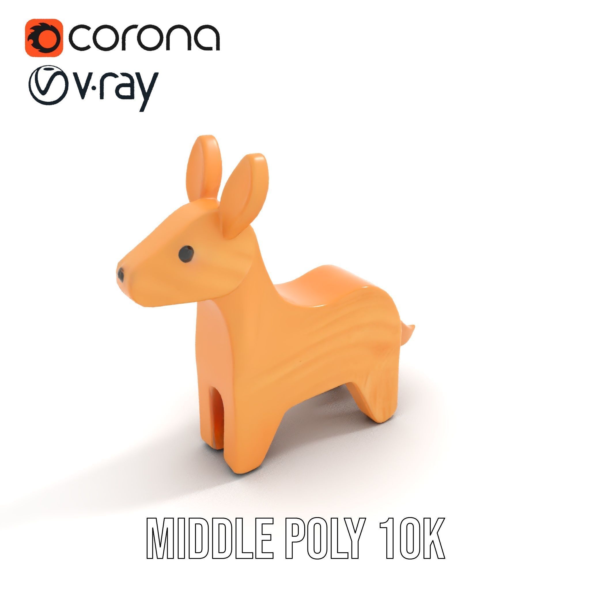 Wooden Animal Model Pack for Games and Animation Low-poly 3D model_16