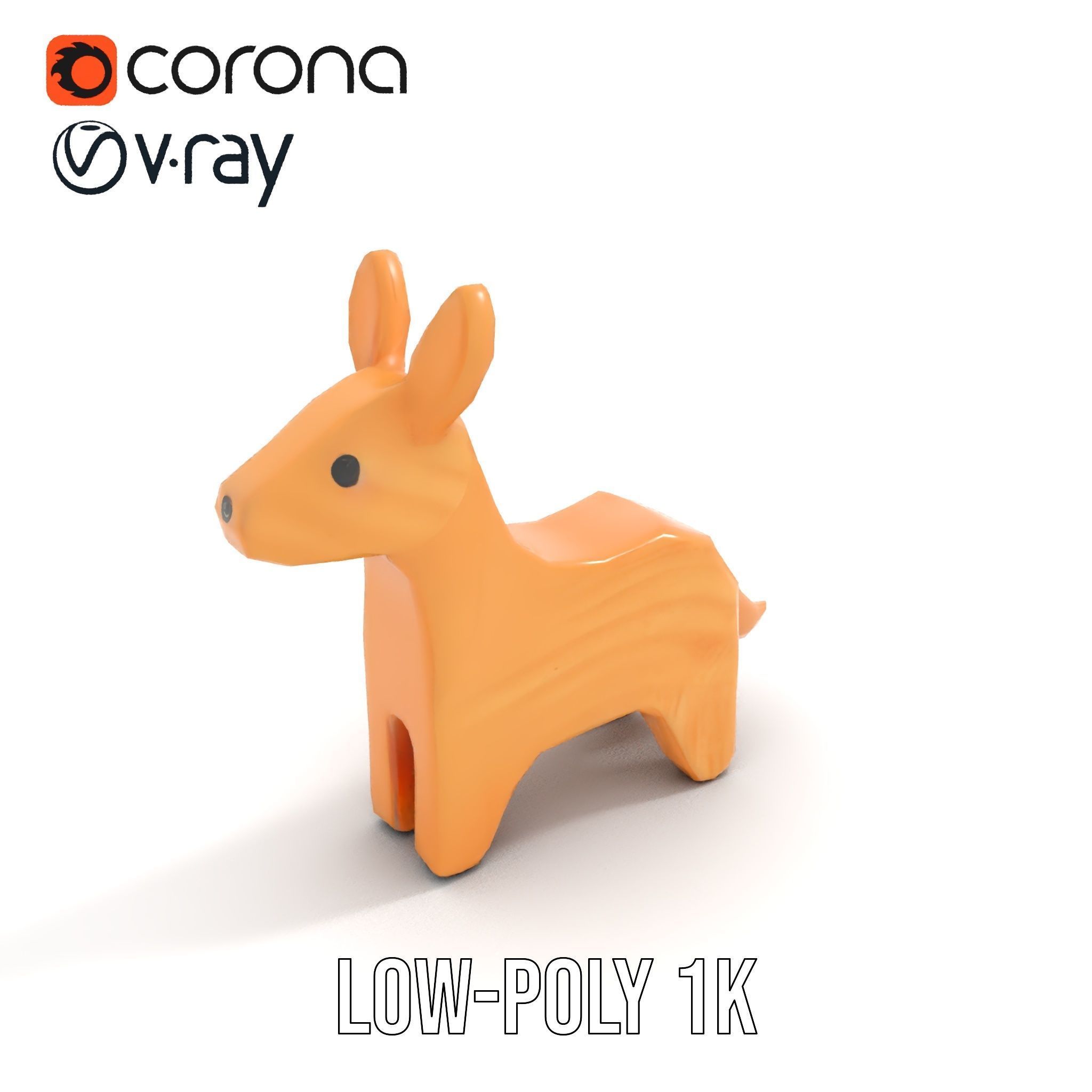 Wooden Animal Model Pack for Games and Animation Low-poly 3D model_7