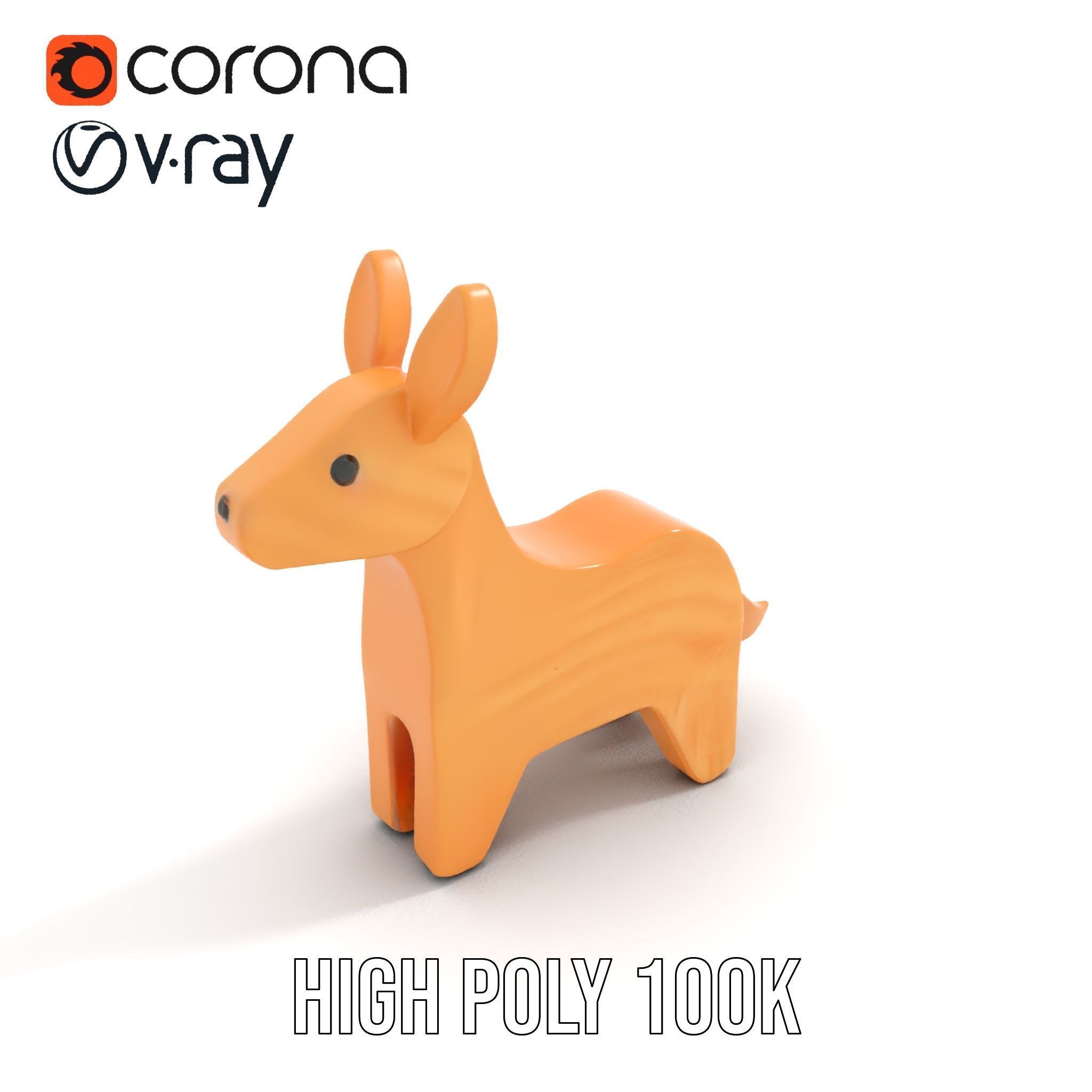 Wooden Animal Model Pack for Games and Animation Low-poly 3D model_15