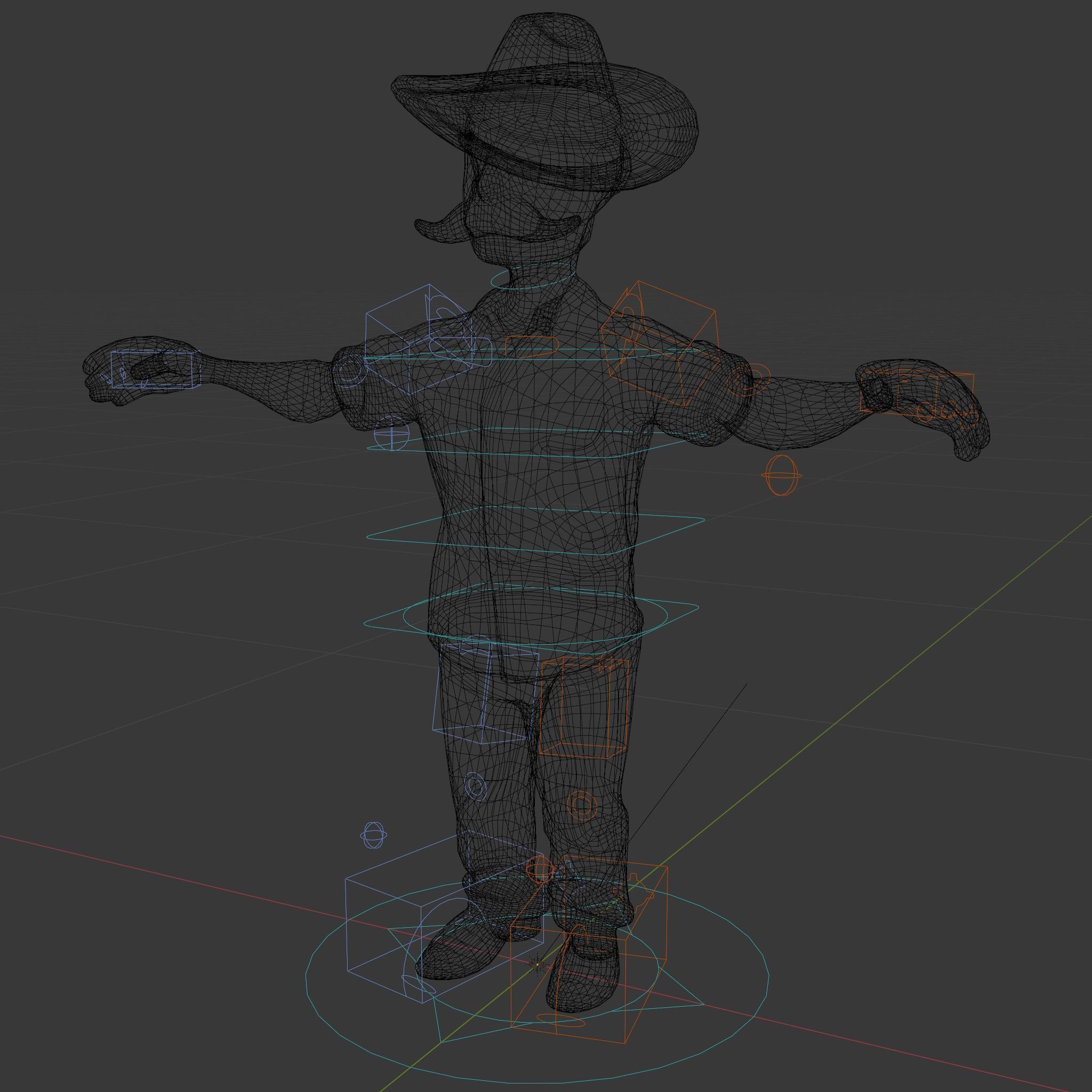 Cartoon Farmer with Hat and Mustache Rigged and Animated Low-poly 3D model_6