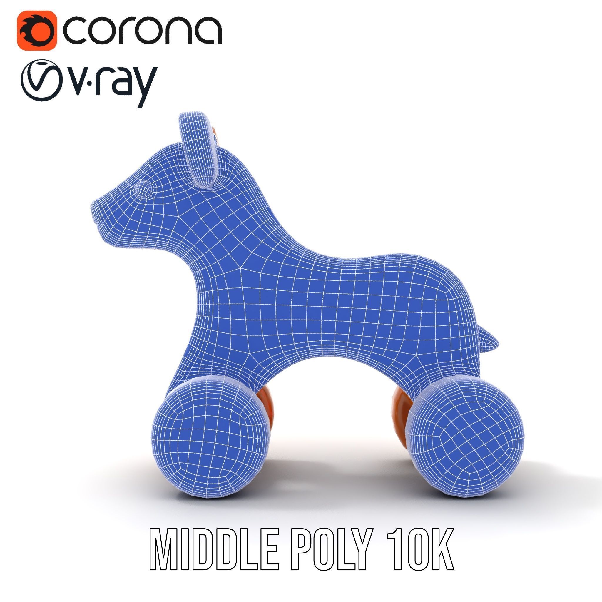Wooden Animal Toy on Wheels D Model Pack Texture_26