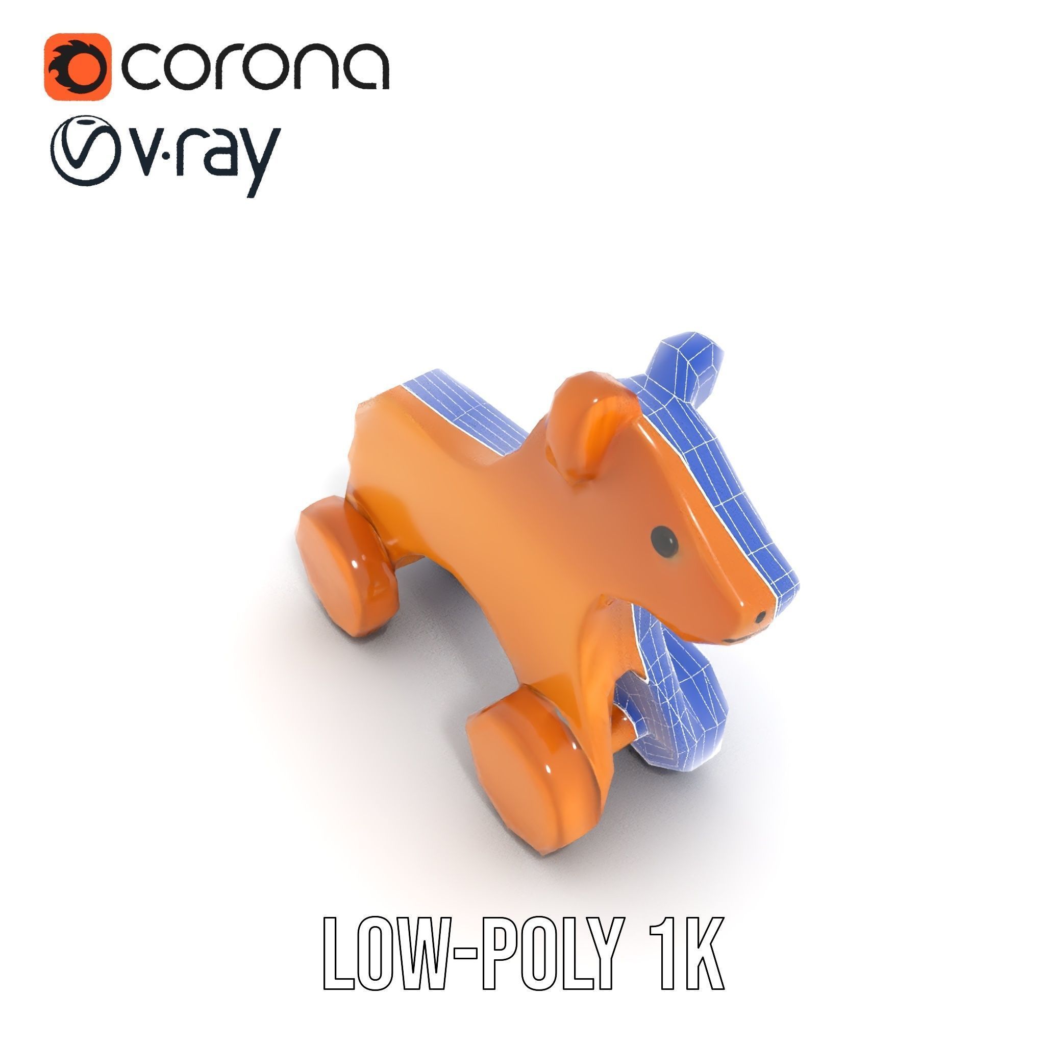 Wooden Animal Toy on Wheels D Model Pack Texture_19