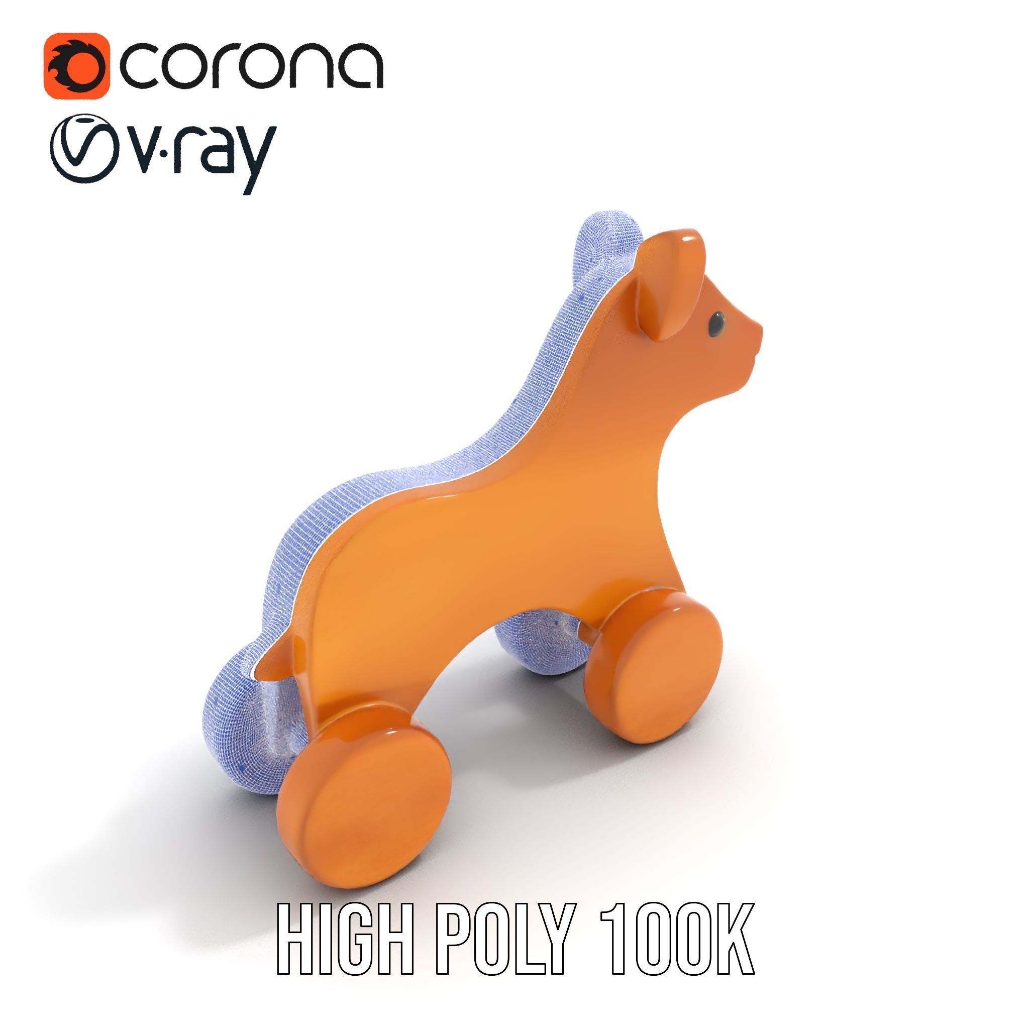 Wooden Animal Toy on Wheels D Model Pack Texture_20
