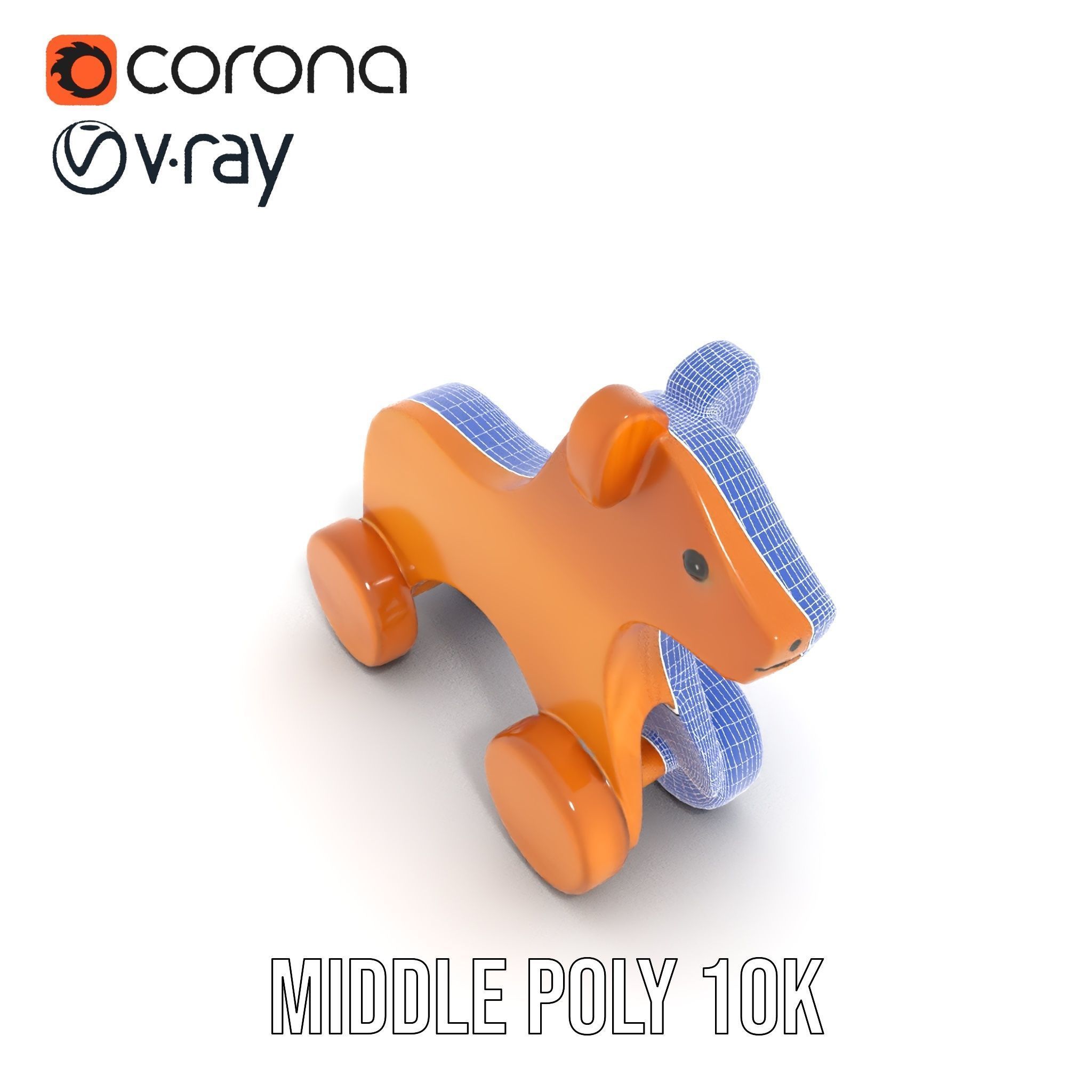 Wooden Animal Toy on Wheels D Model Pack Texture_29