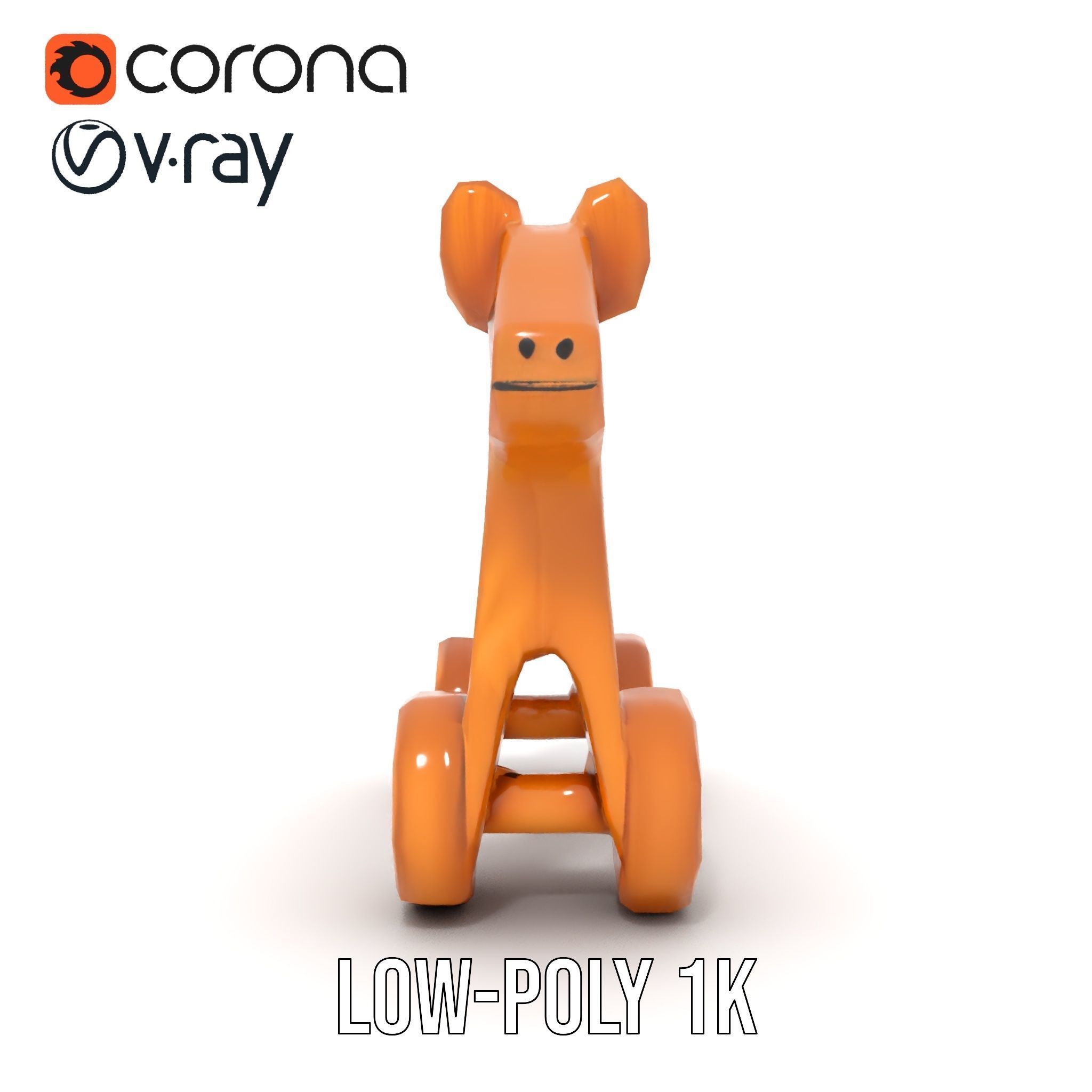 Wooden Animal Toy on Wheels D Model Pack Texture_27