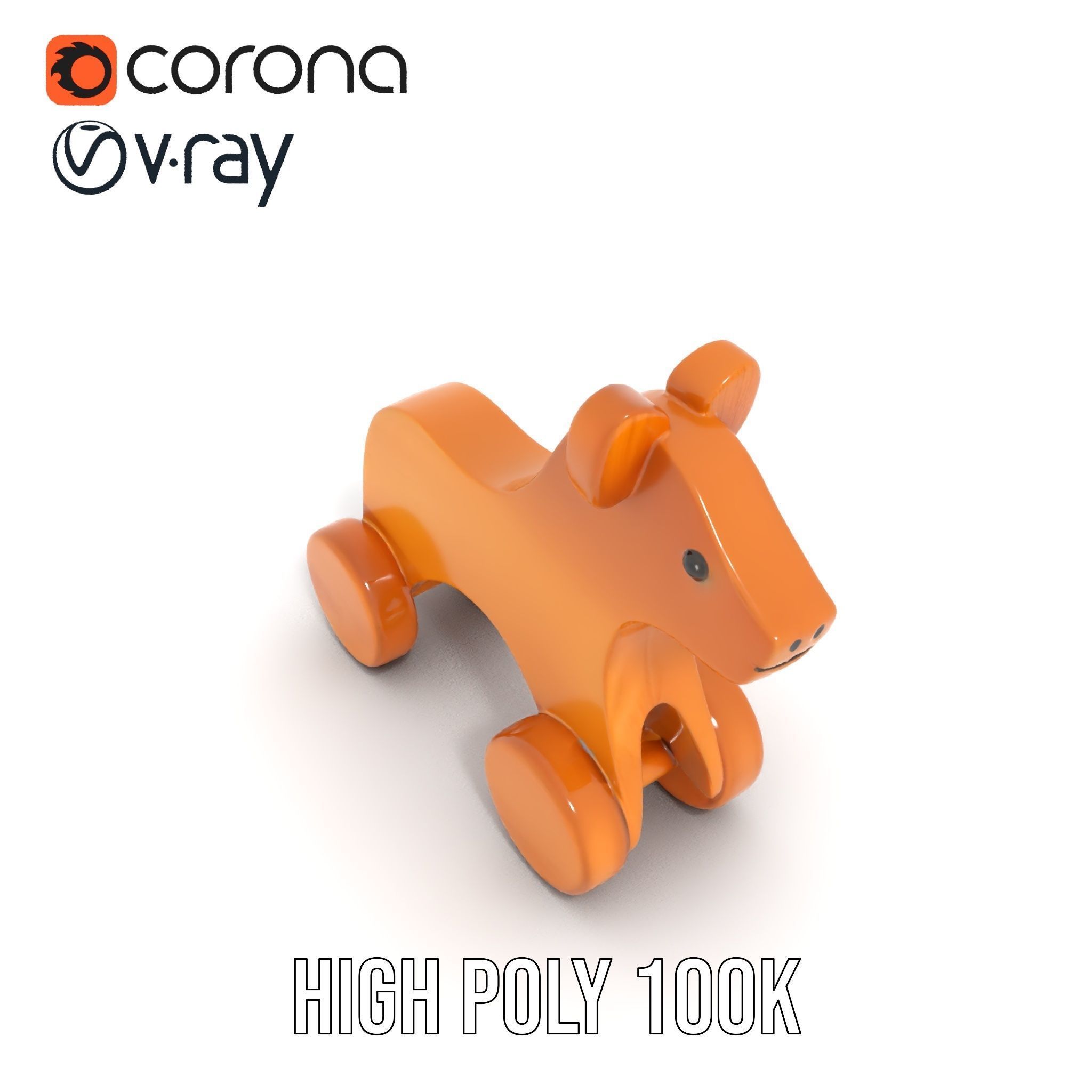 Wooden Animal Toy on Wheels D Model Pack Texture_25