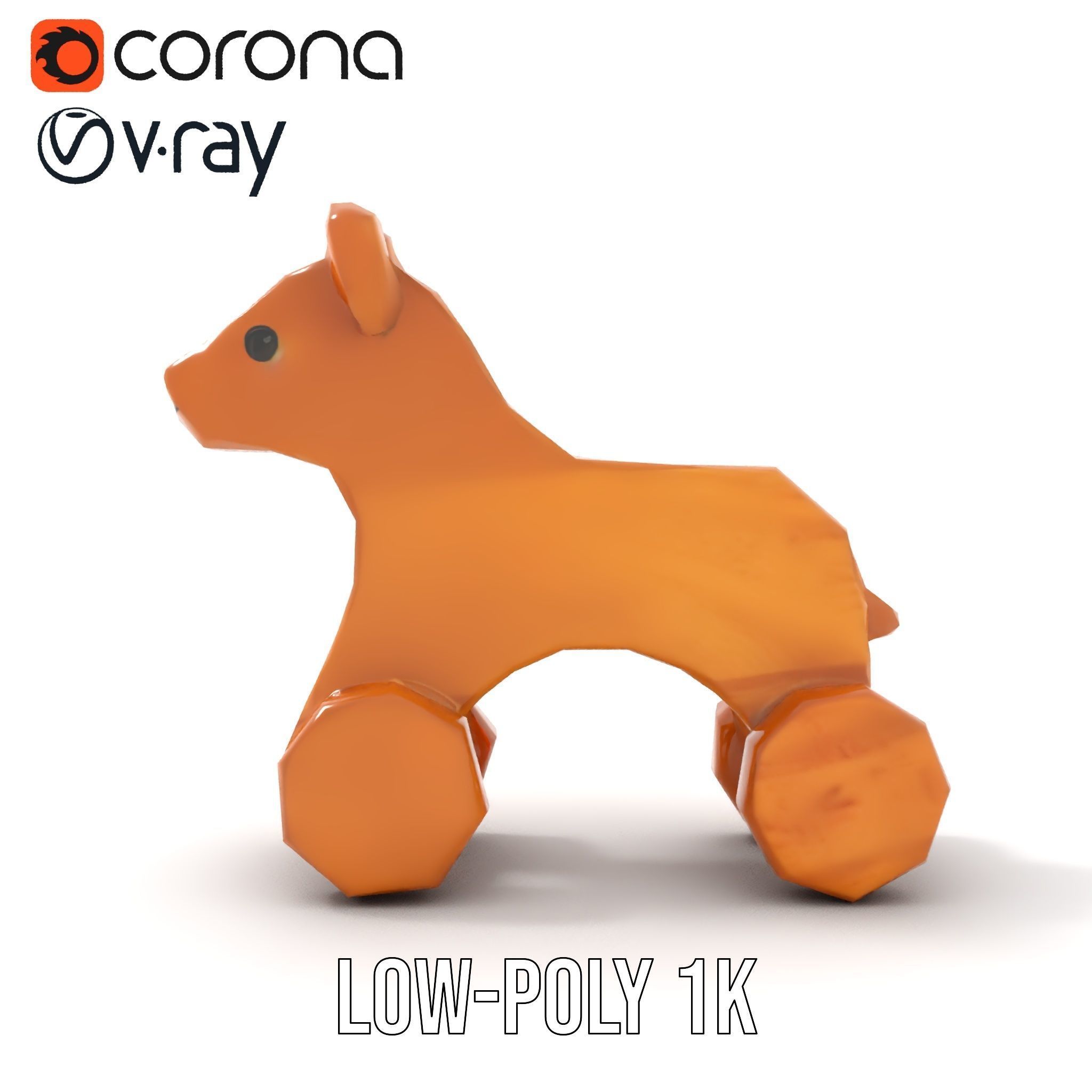 Wooden Animal Toy on Wheels D Model Pack Texture_12