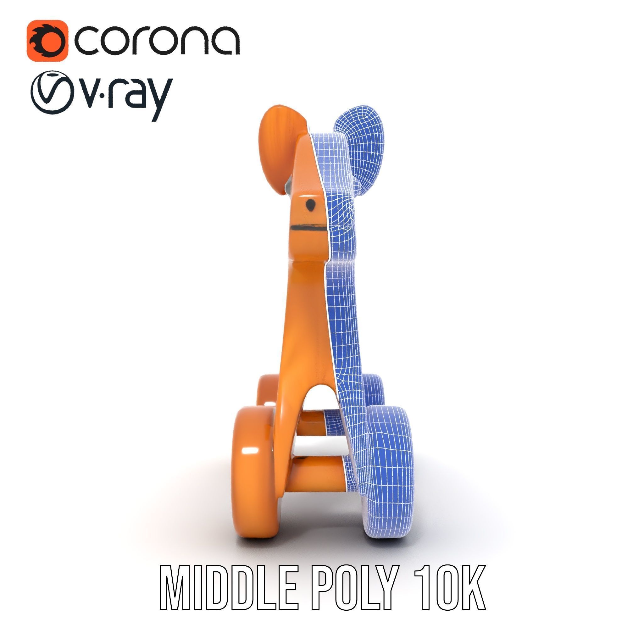 Wooden Animal Toy on Wheels D Model Pack Texture_23