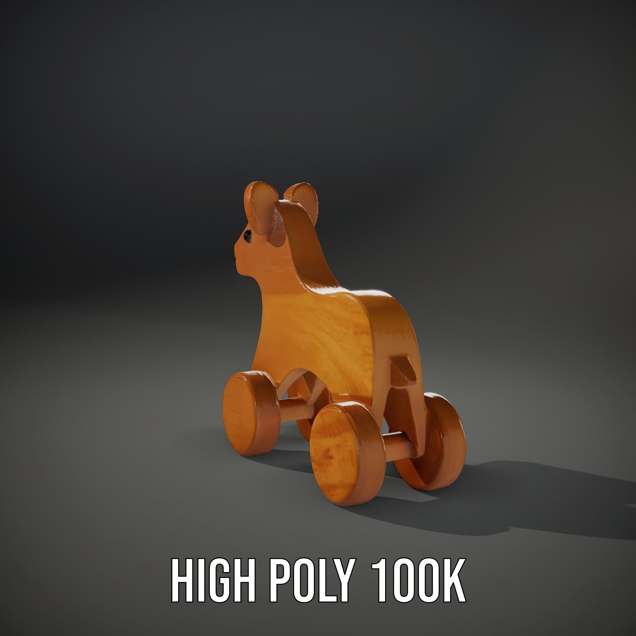 Wooden Animal Toy on Wheels D Model Pack Texture_10