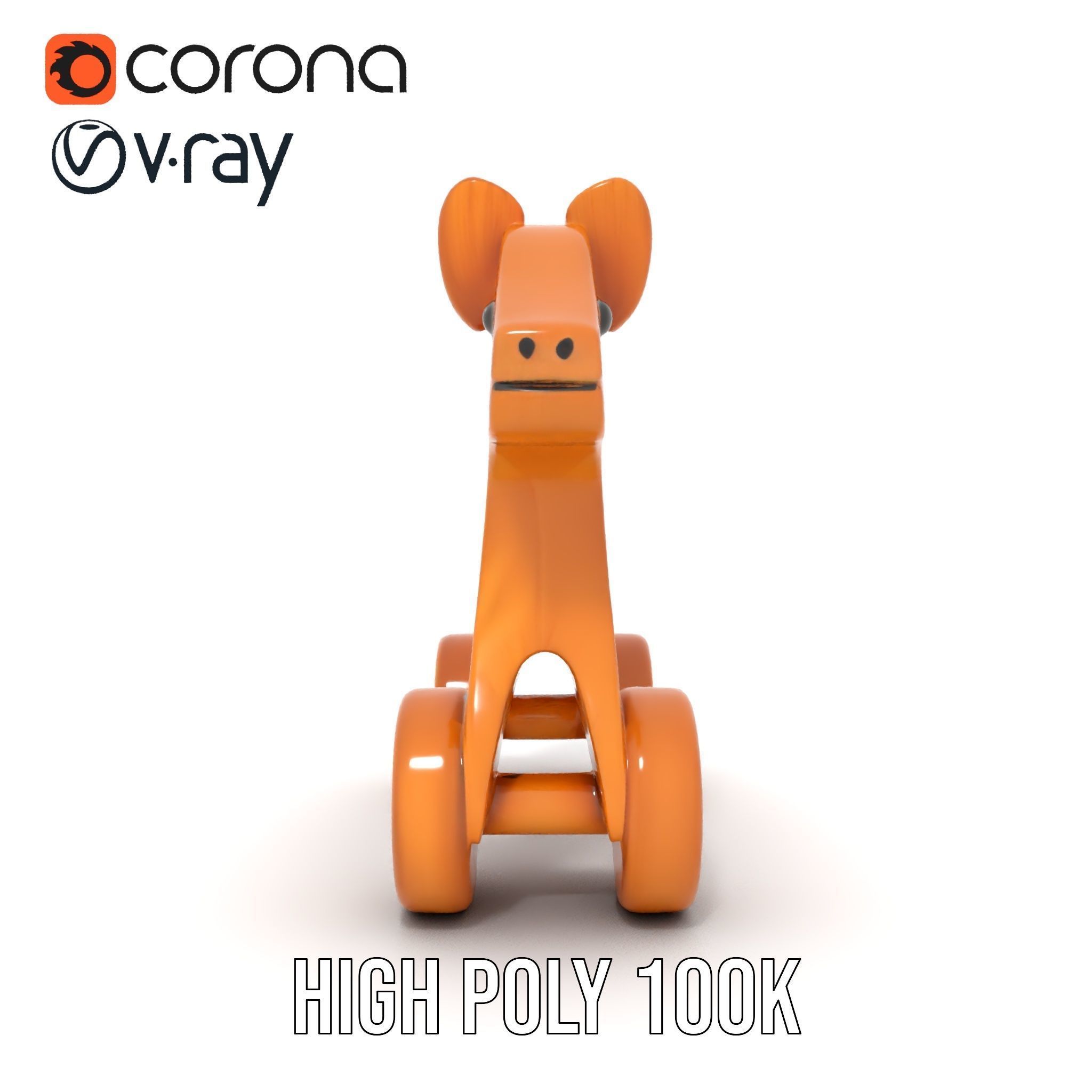 Wooden Animal Toy on Wheels D Model Pack Texture_31
